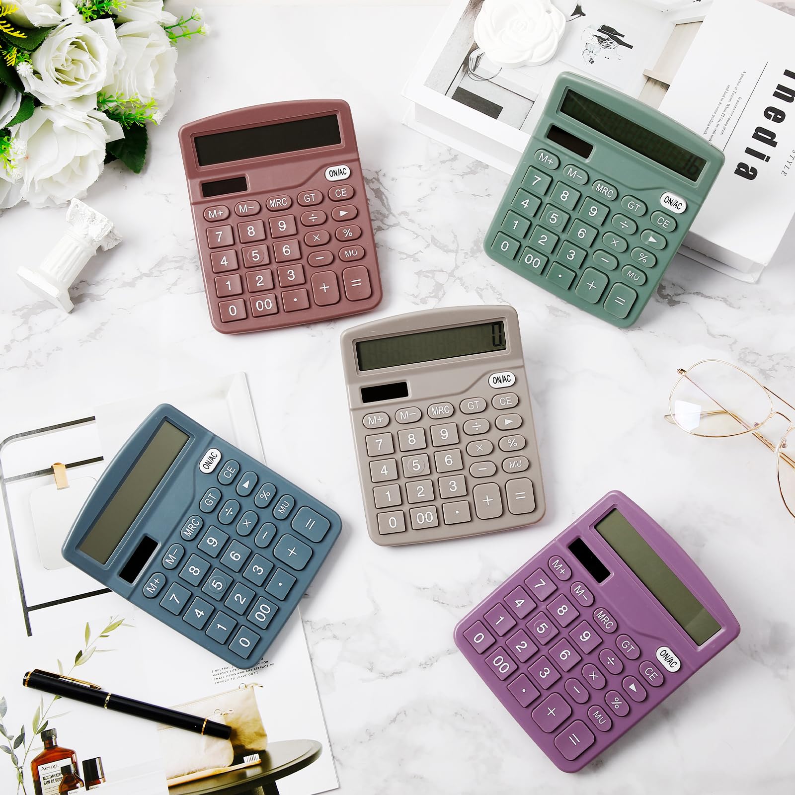 Snapklik.com : 5 Pcs 12 Digits Desktop Calculators Basic Standard Dual ...