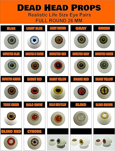 Miniatura 2 de Par de ojos realistas de acrílico redondo tamaño real para accesorios de Halloween, máscaras, muñecas o osos 1.024 in (marrón claro infectado)