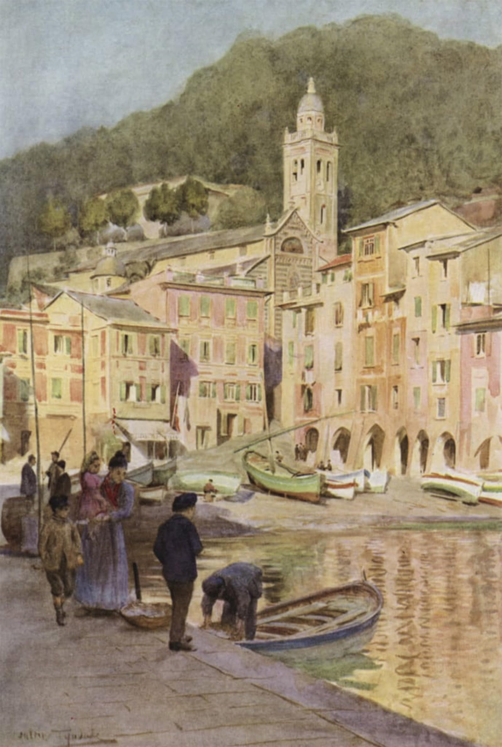 POSTERIIk Vintage Classic Picture Landscape Artwork Portofino by Walter Frederick Roofe Tyndale Portrait Canvas Painting for Office Home Decor 60x90cm