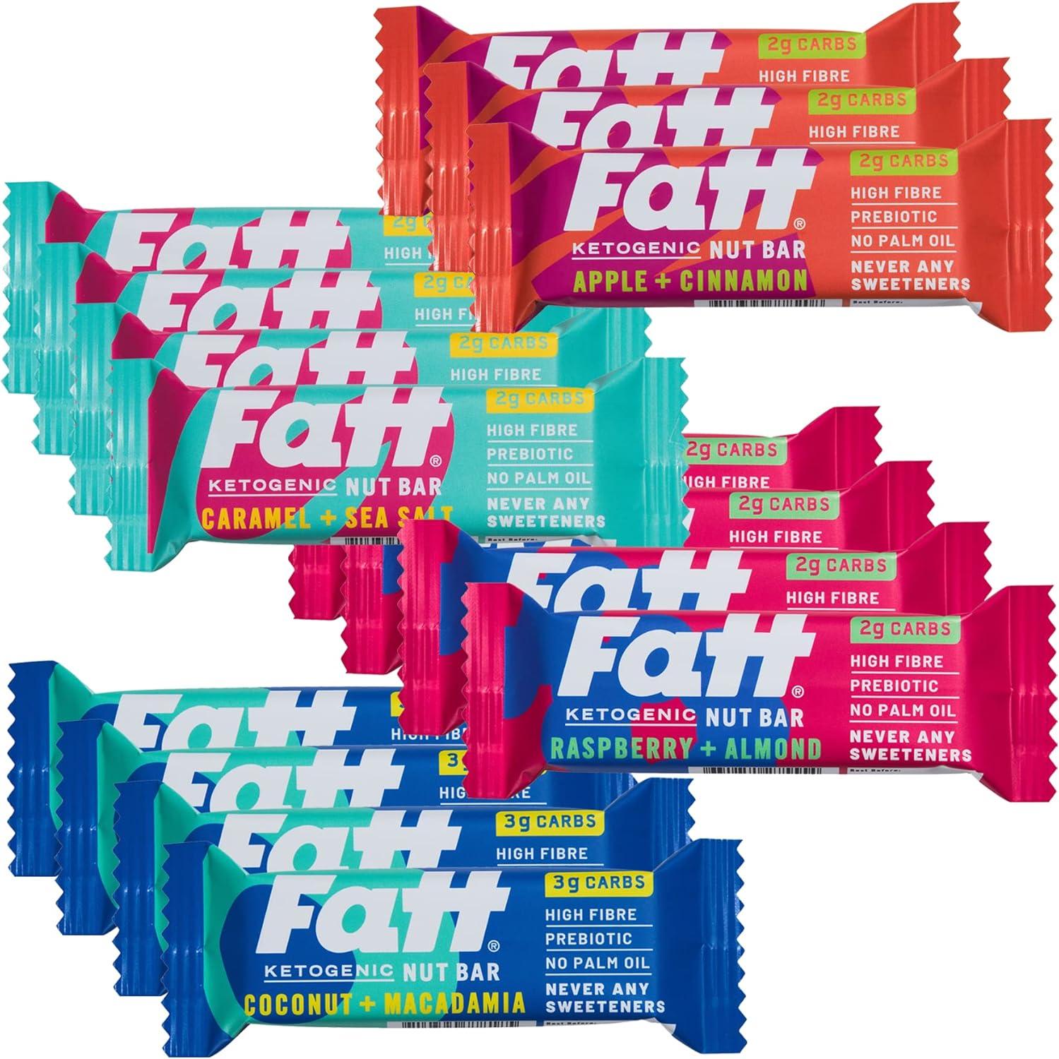 Buy Fatt Keto Nut Bar Taster Pack of 15 x 30g Keto Bars 100 Natural