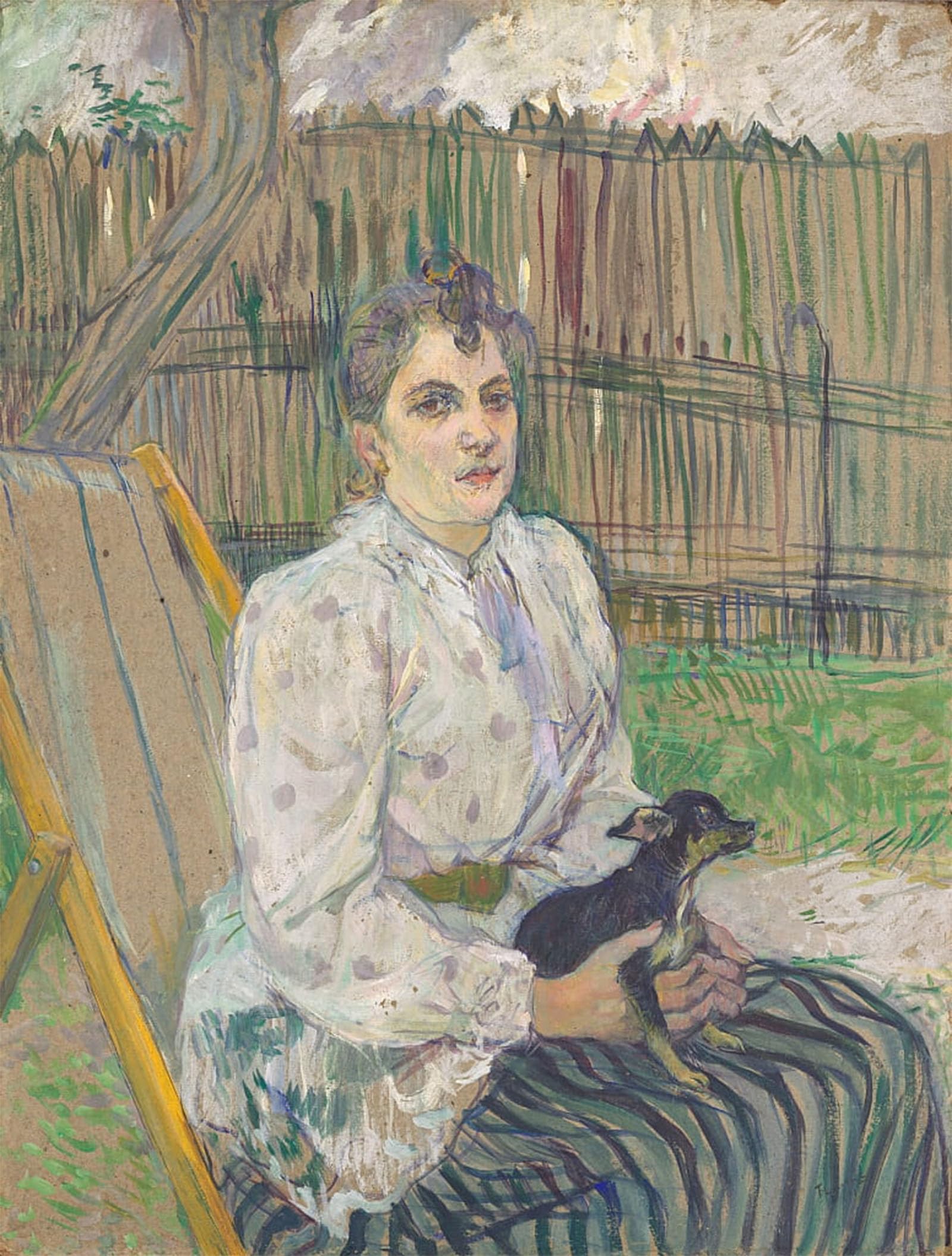 SERENDIPITP Abstract Painting Mural Print Picture Wall Decor Painting Lady with a Dog by Henri De Toulouse Lautrec Vintage Wall Artwork for Home Decor 60x90cm