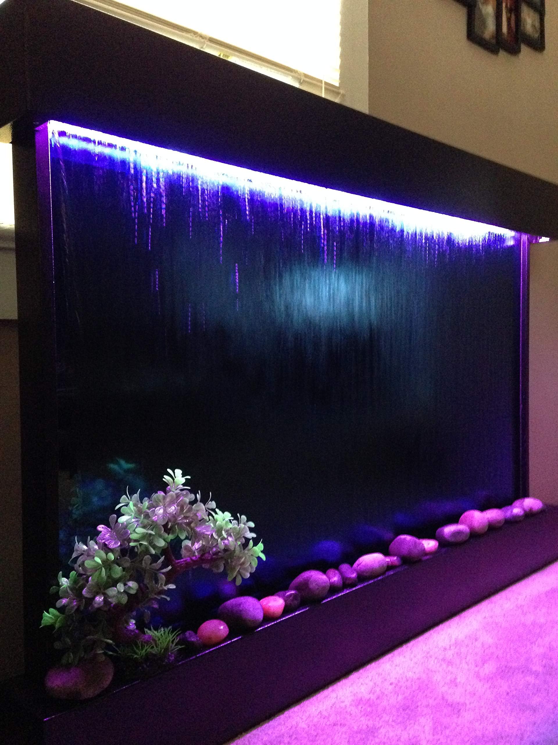 Jersey Home Decor Waterfall XXL 52"x35" Wall Hanging Fountain, Black Frame, Blue Mirror, Color Lights, Remote Ctrl