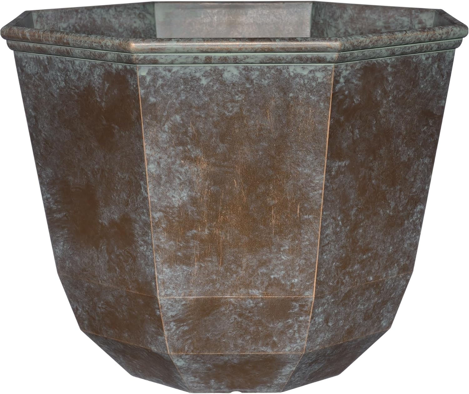 Classic Home & Garden Shaina 15" Weathered Copper Resin Planter - Lightweight UV-Resistant Indoor Outdoor Flower Pot for Herbs & Plants