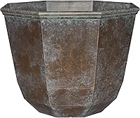 Classic Home & Garden Shaina 15" Weathered Copper Resin Planter - Lightweight UV-Resistant Indoor Outdoor Flower Pot for Herbs & Plants