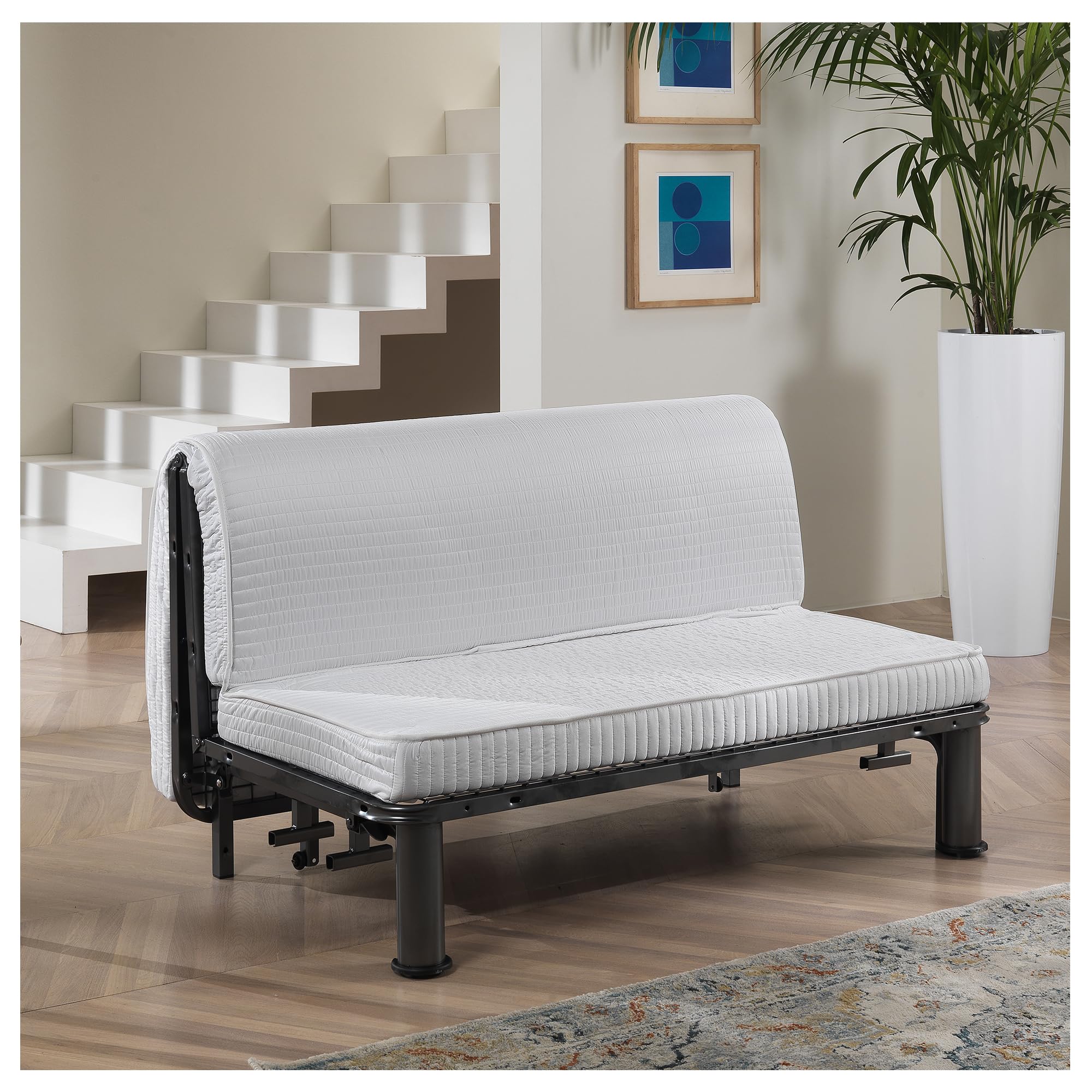 EVERGREENWEB Matelas pour canapé 140x190 cm lit pour Banquette B.Z. 10 cm de Hauteur, revêtement Blanc hypoallergénique, Matelas d'appoint Pliant en Mousse, Bed Sofa