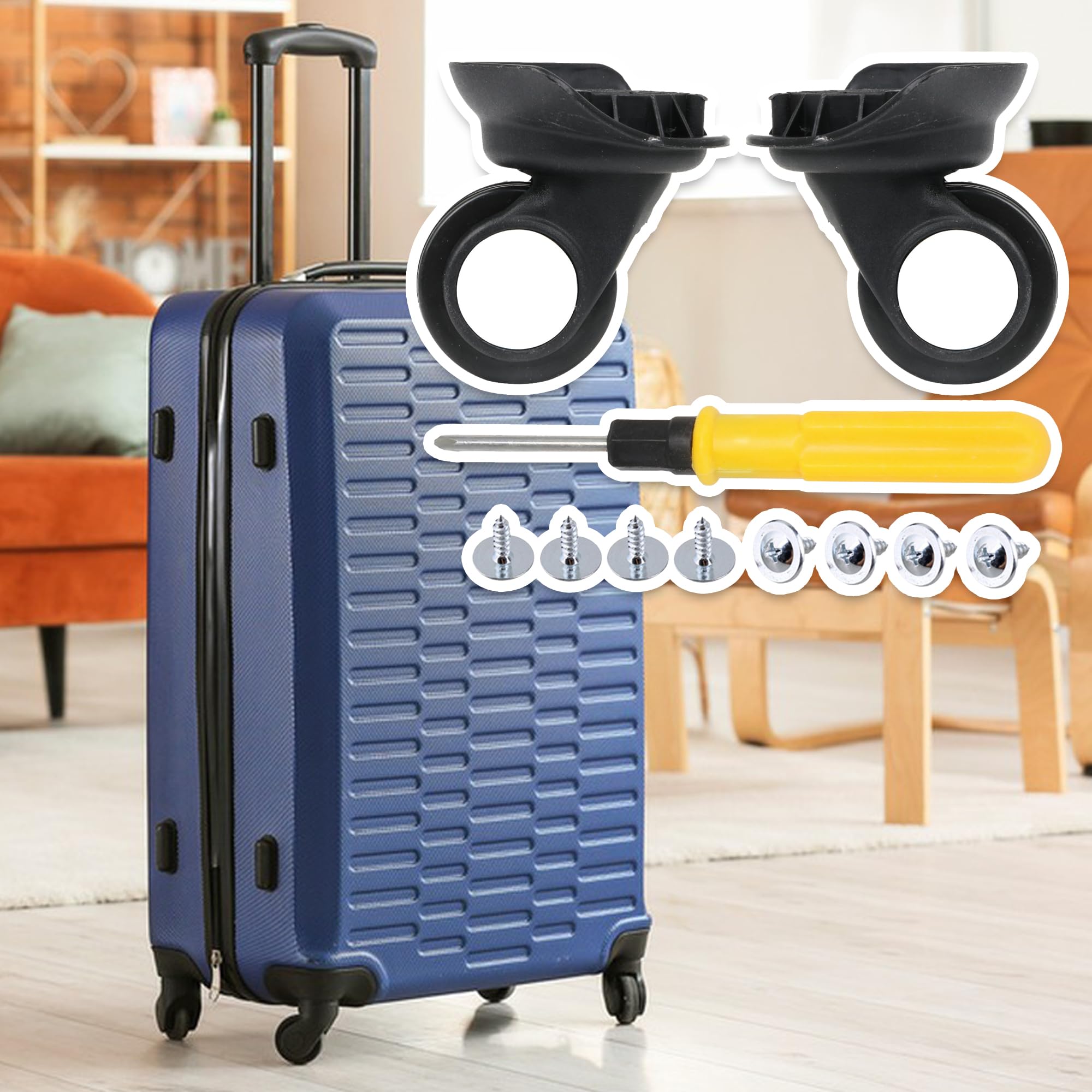 9.5x9.2x5cm Black Plastic Left & Right Bricolage bagage pivotant roulettes avec 4 trous
