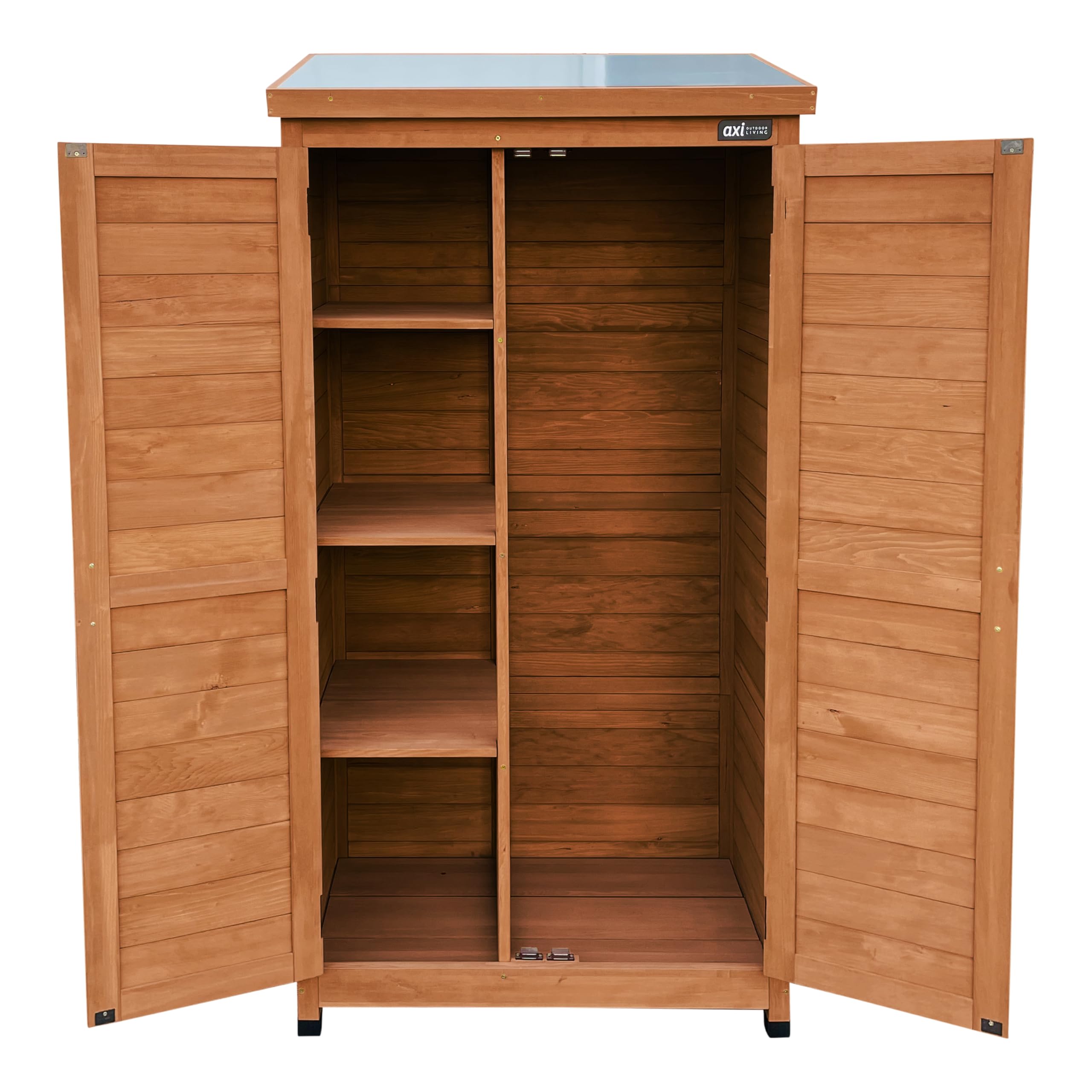 AXI Hugo Gartenschrank aus Holz in Kaffeebraun | Geräteschrank/Geräteschuppen für den Garten mit 3 festen Ablagen | 85 x 52 x 174 cm