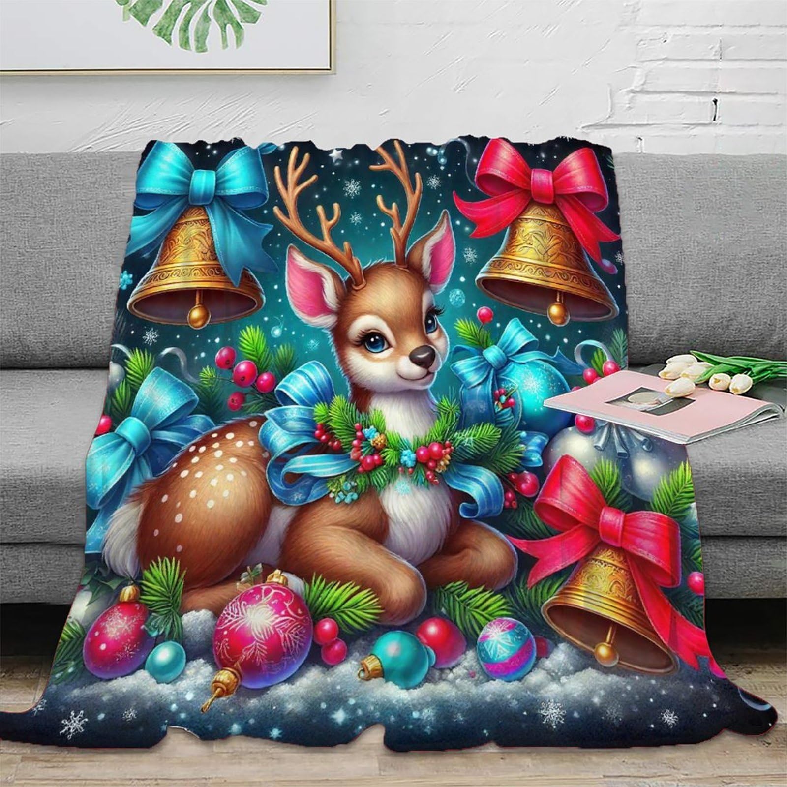 Couverture de lit en microfibre cerf 3D plaid chaud pour literie et canapé