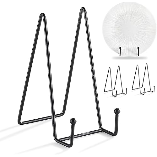 Lccowot 3PCS Plate Holder, Plate Stands for Display, 6 inch Metal Frame Holder Stand for Picture, Book, Decorative plate, Picture easel, Tabletop Art (3Pack, Black)