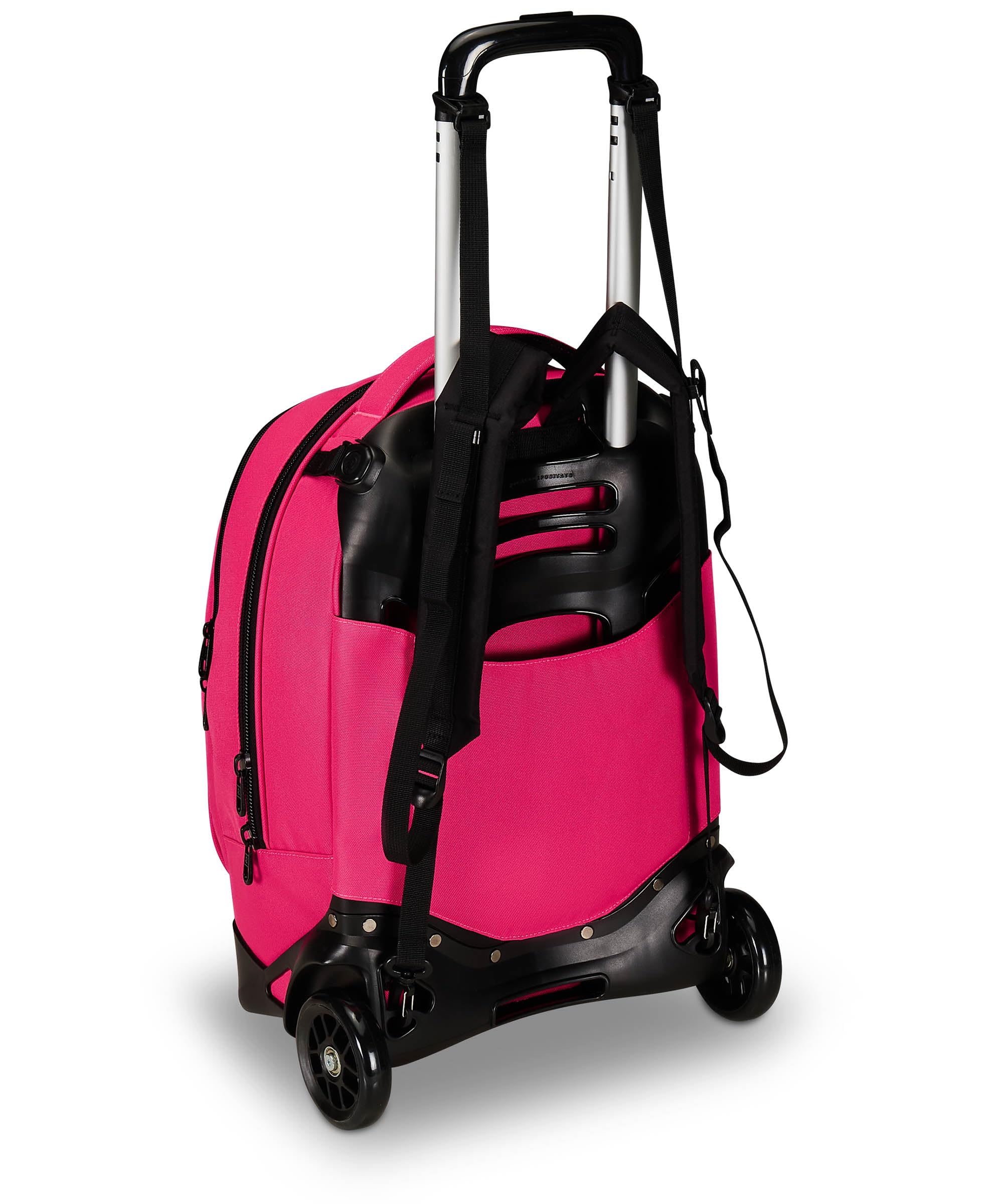 Invicta Trolley Scuola New Tech Solid Rosa, 3 in 1, Zaino con Carrello Sganciabile, Multi Tasche, Maxi Capacità, Ragazzi