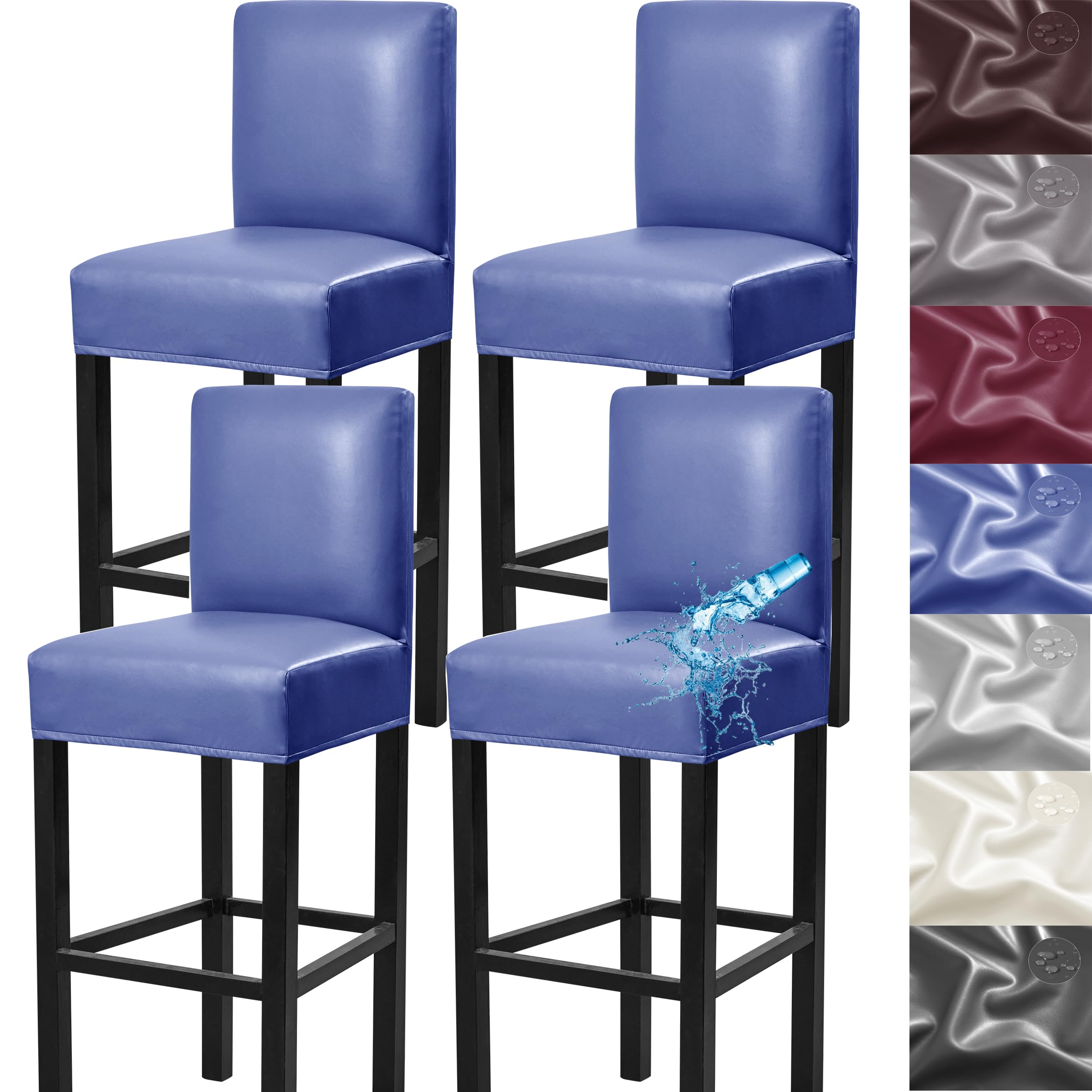 Amazon.com: Bar Stool Covers,4 Pack Stretch Waterproof PU Bar Stool ...