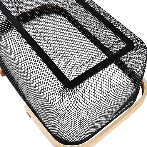 Miniatura 7 de Cesta portátil de malla para cosecha, organizador plegable con mango de bambú natural para cocina, jardín y pícnic, contenedor de almacenamiento