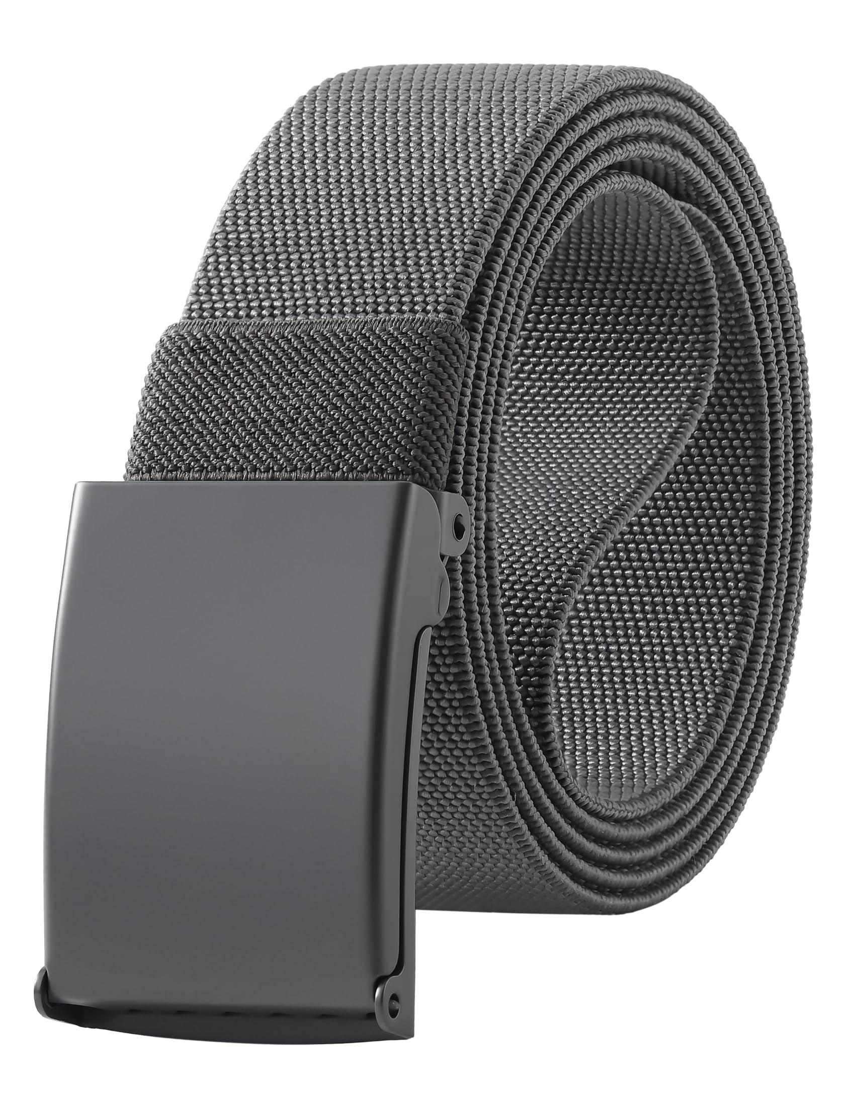 Mile High Life Stretch Canvas Belt for Men, Golf Casual Elastic Web Belt, Top Military Buckle, Adjustable Cut to Fit