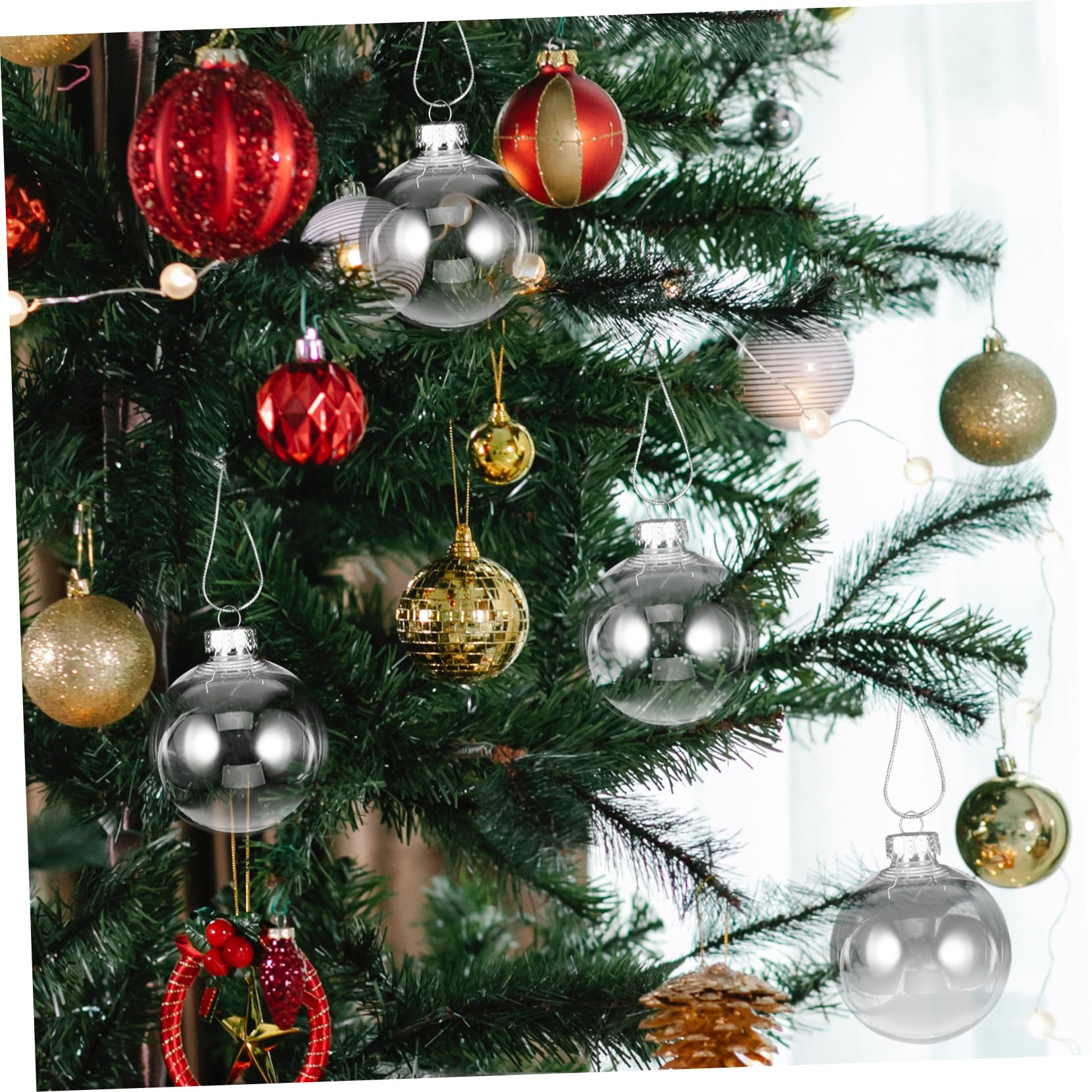 Cabilock 20piezas Colgante de Bola Navideña Transparente y Rellenable para Adornos de Árbol de Navidad Decoración Festiva de Fiestas