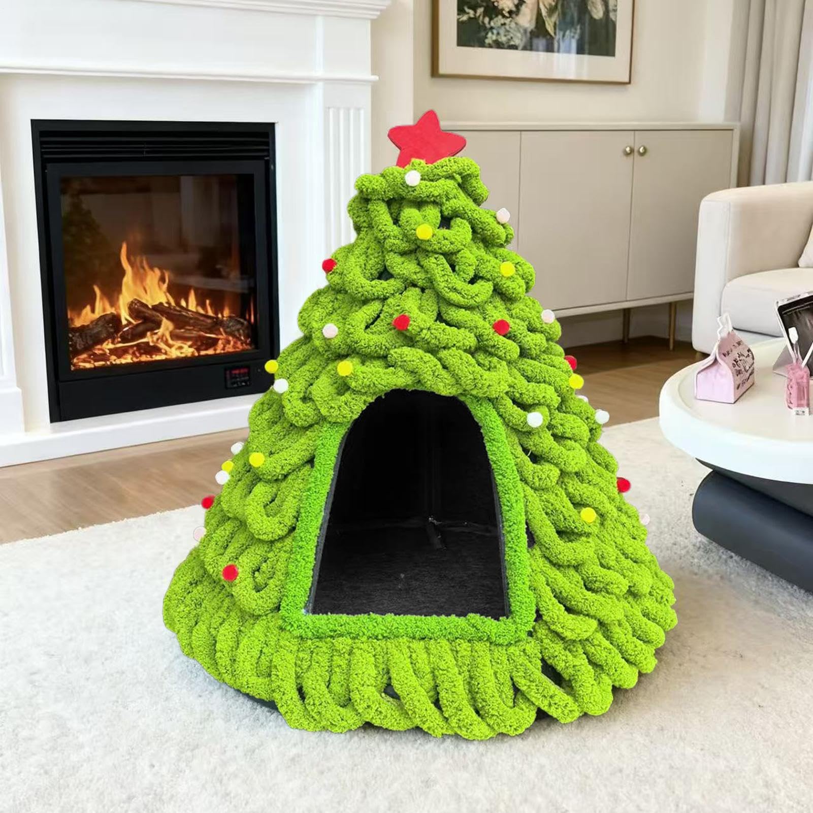 Weihnachts Katzenbett Design Gestricktes Weiches Nest