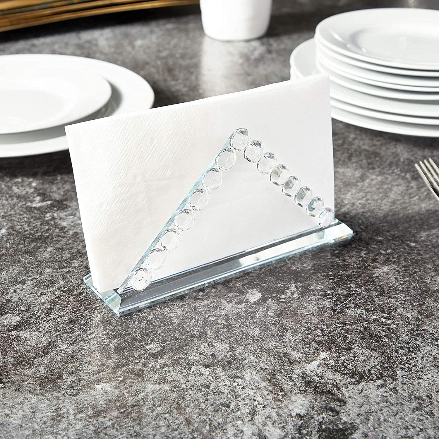 Clear Crystal Decorative Napkin Holder for Tabletop
