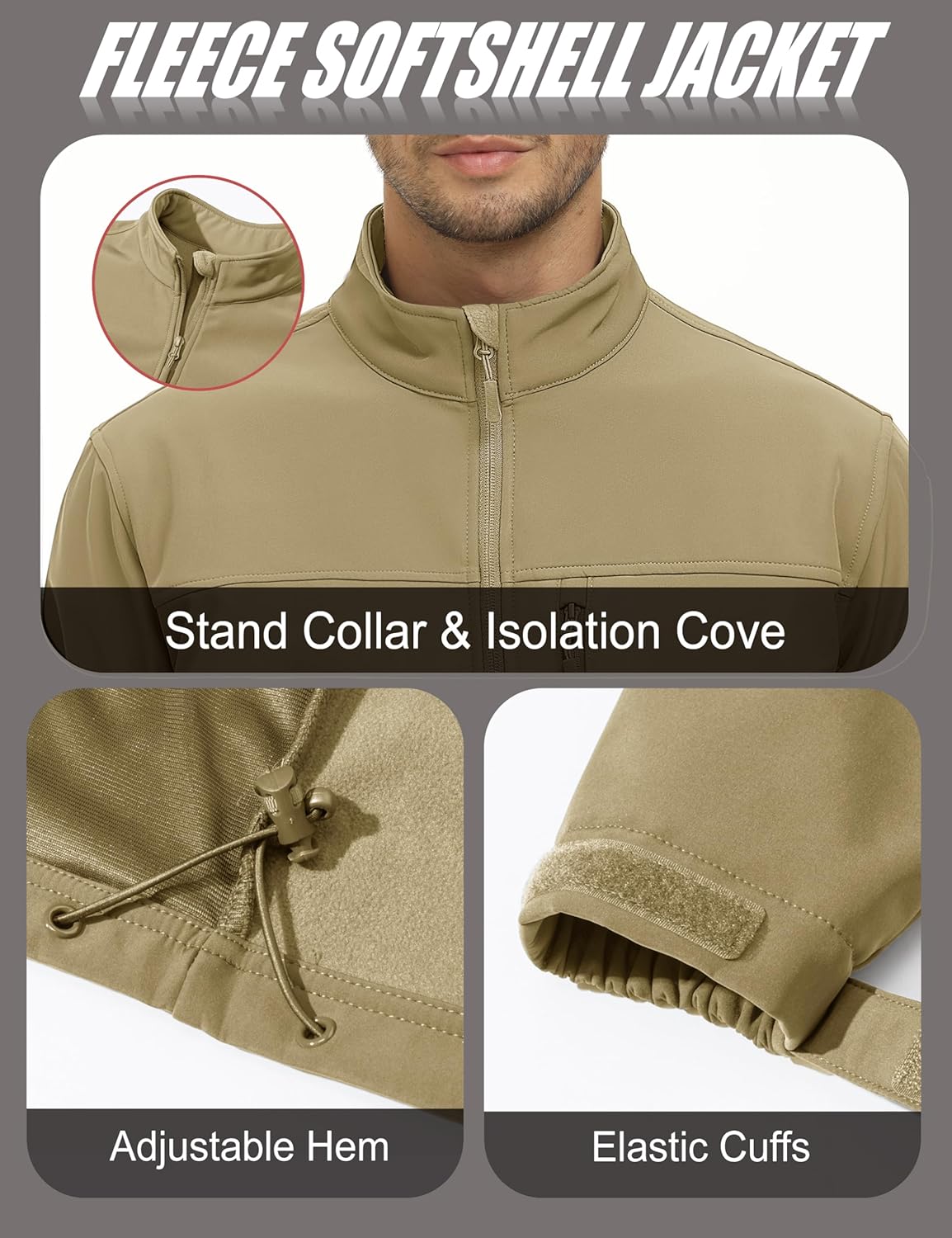 MAGCOMSEN Men's Lightweight Softshell Jacket Fleece Lined Tactical Waterproof Windbreaker Rain Jacket for Outdoor Hiking - Image 7