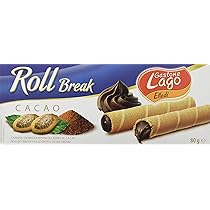 Lago 1968, Roll Break 80g, Cannoli di Wafer Ripieni di Crema Cacao 66%