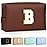 TOPEAST Preppy Patch Makeup Bag, Chenille Letter Pouch Cosmetic Bag, PU Leather Waterproof Toiletry Bag, Personalized Birthday Gift for Women Girl, Cute Stuff for Girls (Brown B)
