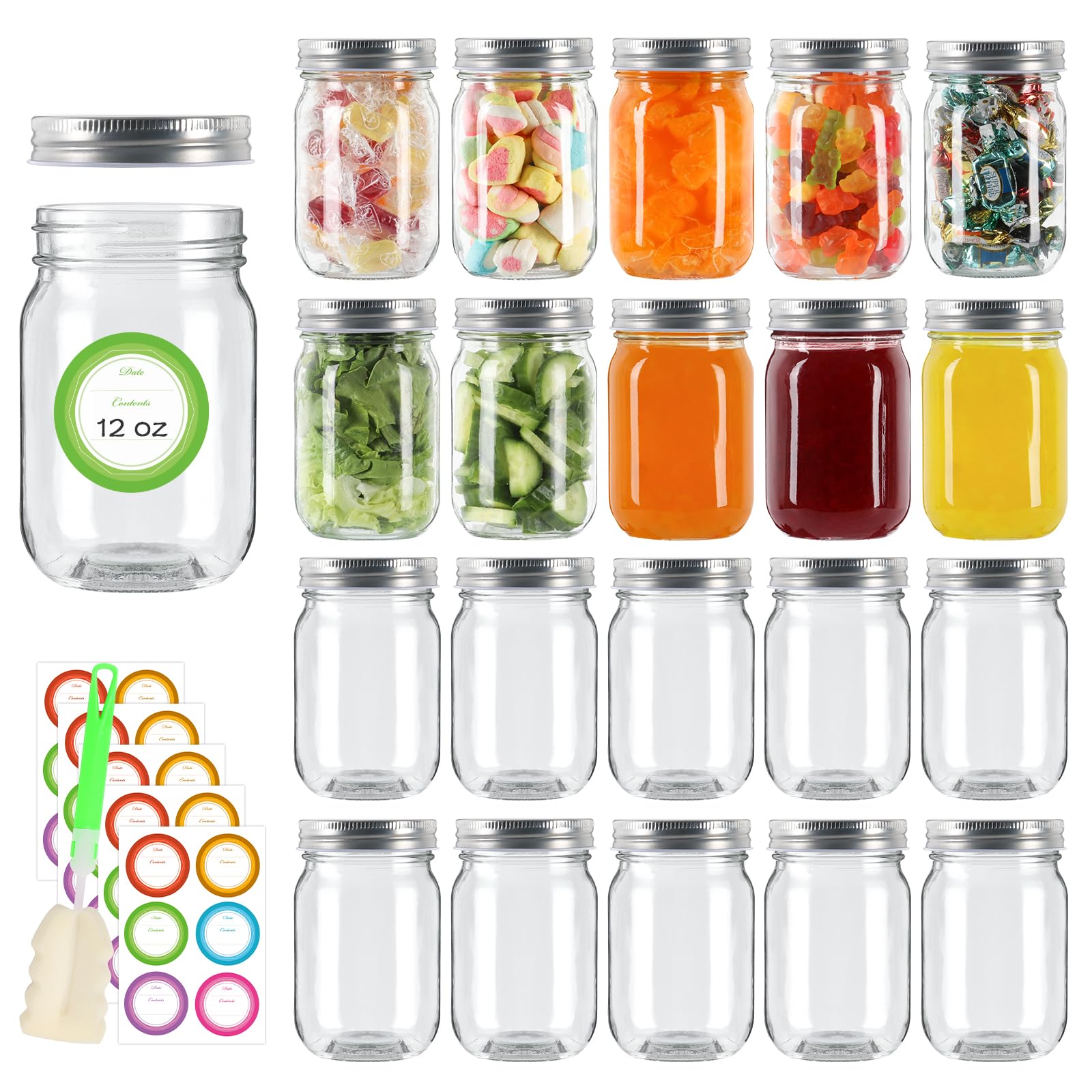 Mcupper 12 oz Mason Jars 20 Pack