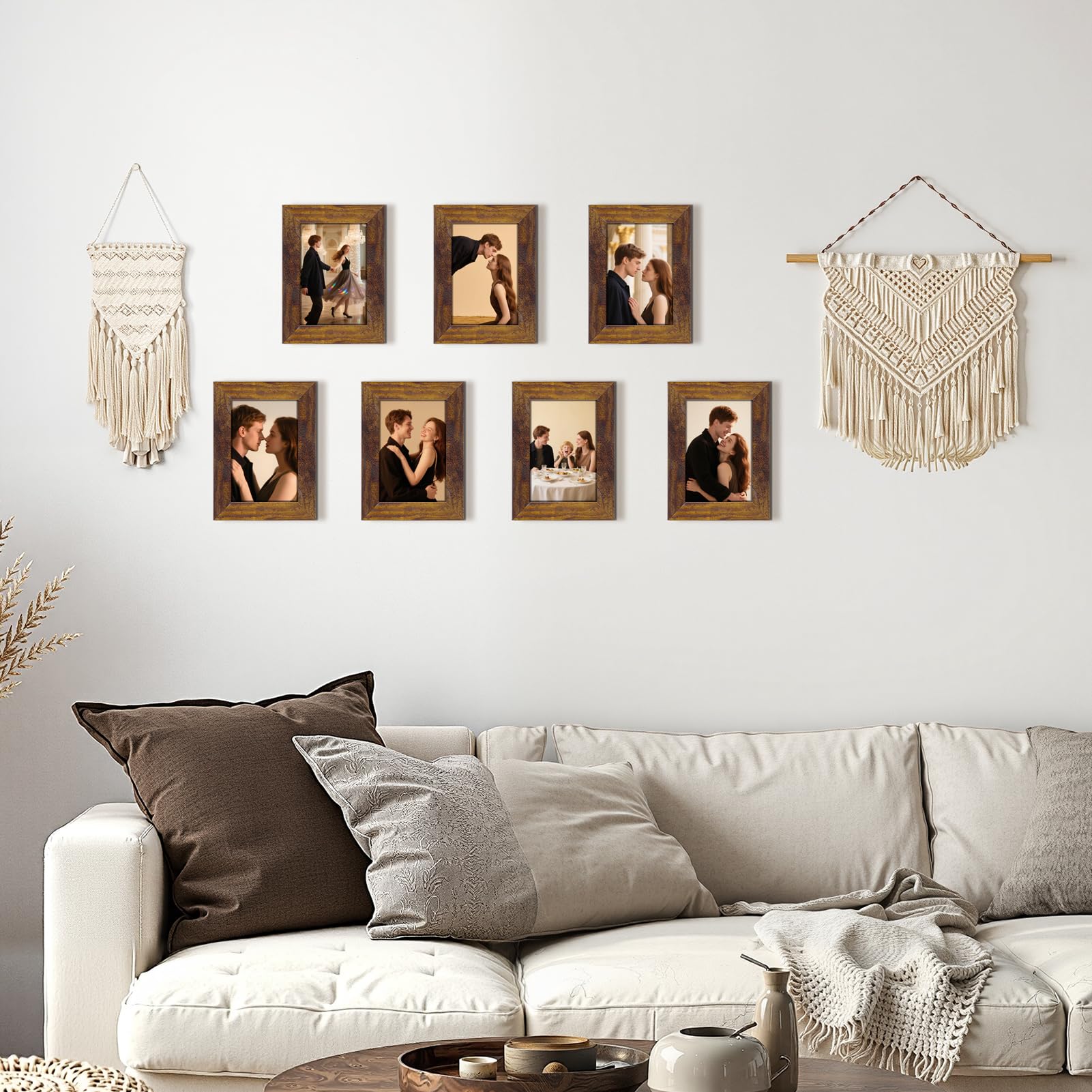 PETAFLOP Marcos de Fotos Multiples de 20x25 cm de Madera,Conjunto de Portafotos Rusticos,para Pared y Mesa, Set de 7