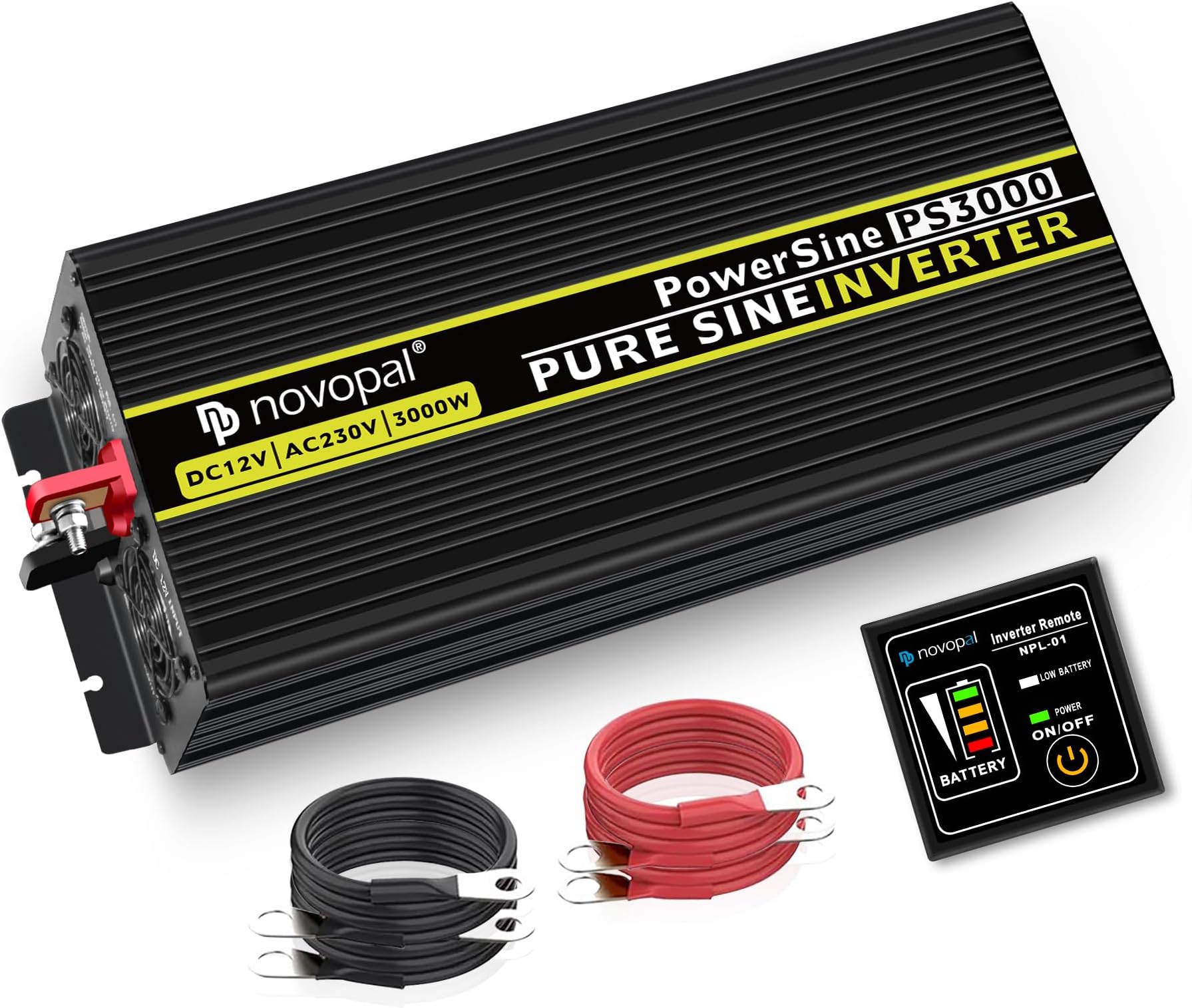 BESTEK, Inverter a onda sinusoidale pura da 300 W, da 12 V CC a 230 CA, 240 V, con doppia uscita USB smart 4.2 A, adattatore per auto (300 W, rosso