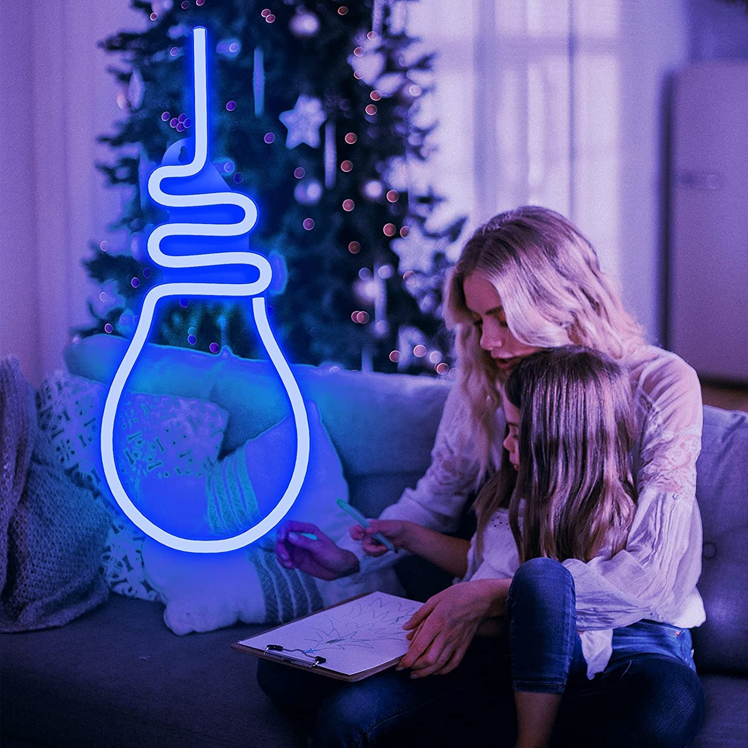 Łańcuch świetlny LED, neonowe żarówki, oświetlenie ścienne do sypialni, dekoracja ścienna, salon, bar, impreza (kolor gorący)