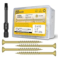 Vista 8 de 65 tornillos de madera #10 x 3 caja de 1 libra, tornillos de cubierta de 3 pulgadas, cabeza de transmisión Torx T25, tornillos de construcción