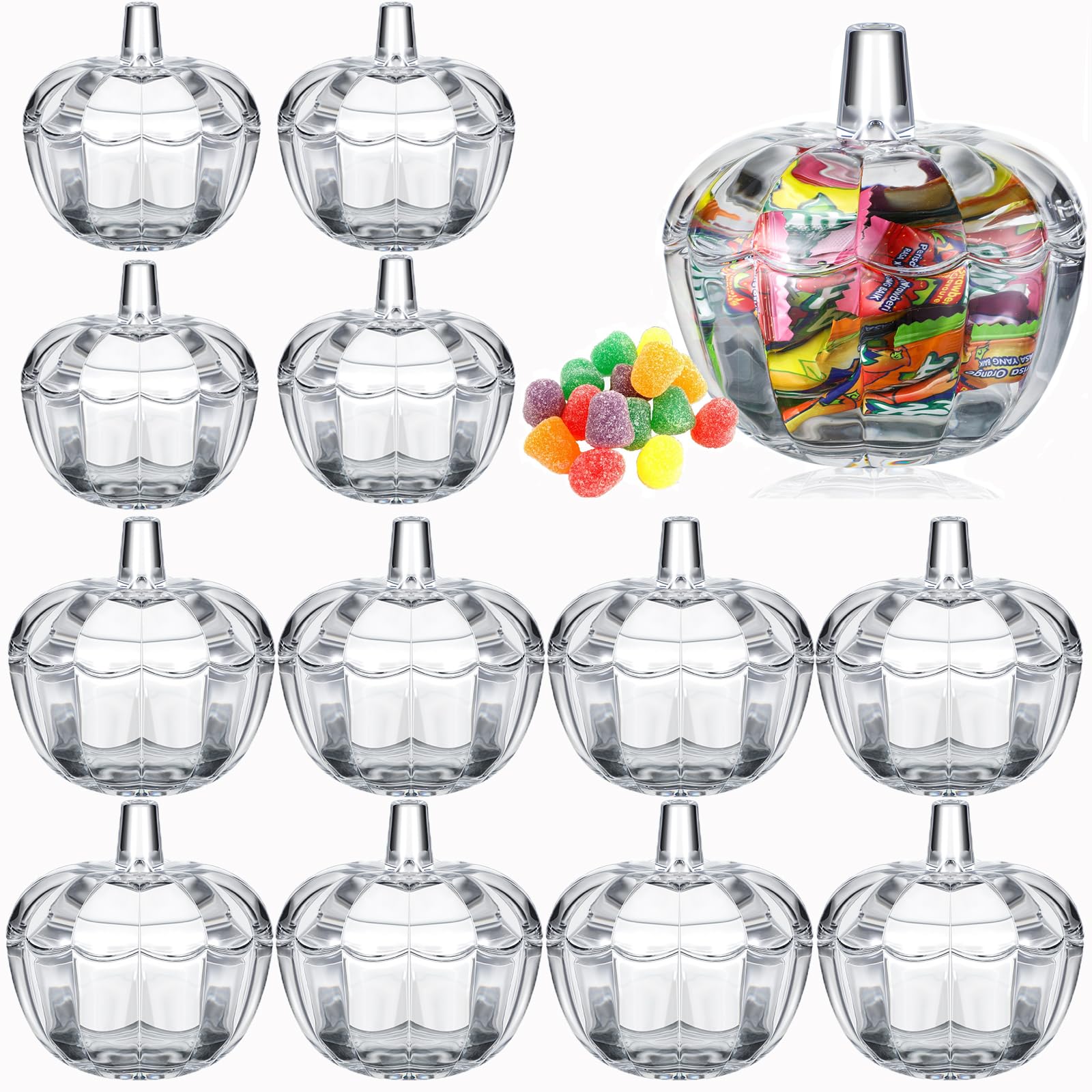 Mimorou 8 Set Halloween Glass Pumpkin Jar With Bow Pumpkin Candy Bowl - View #5
