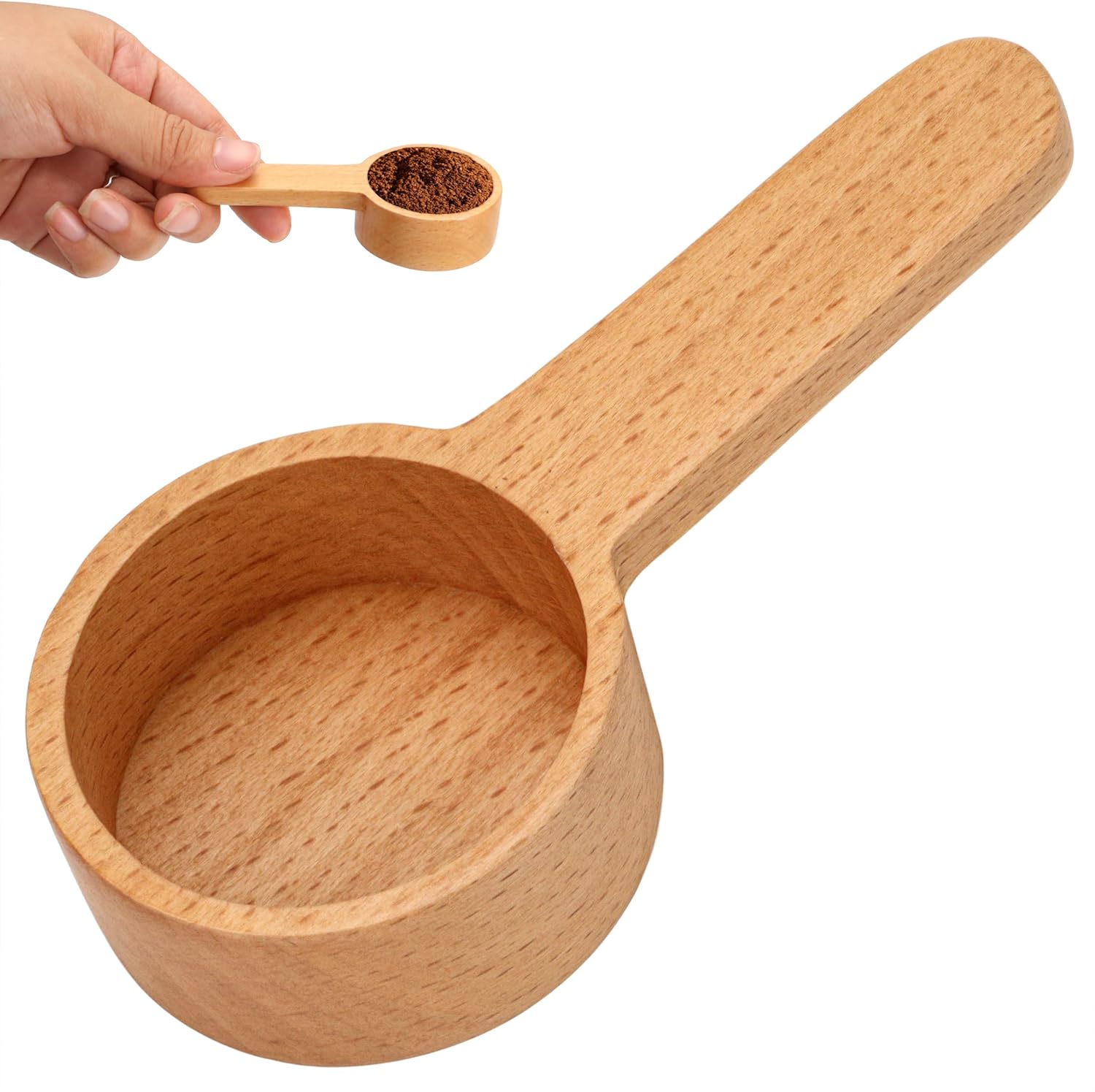 Wooden Coffee Scoop Measuring Spoon for Ground Beans or Tea – 3.81” Light Brown Wood Spoons, Tablespoon & Scooper for Laundry Powder, Spices and Salt – Utensils for Jars, Bath Detergent and Canister