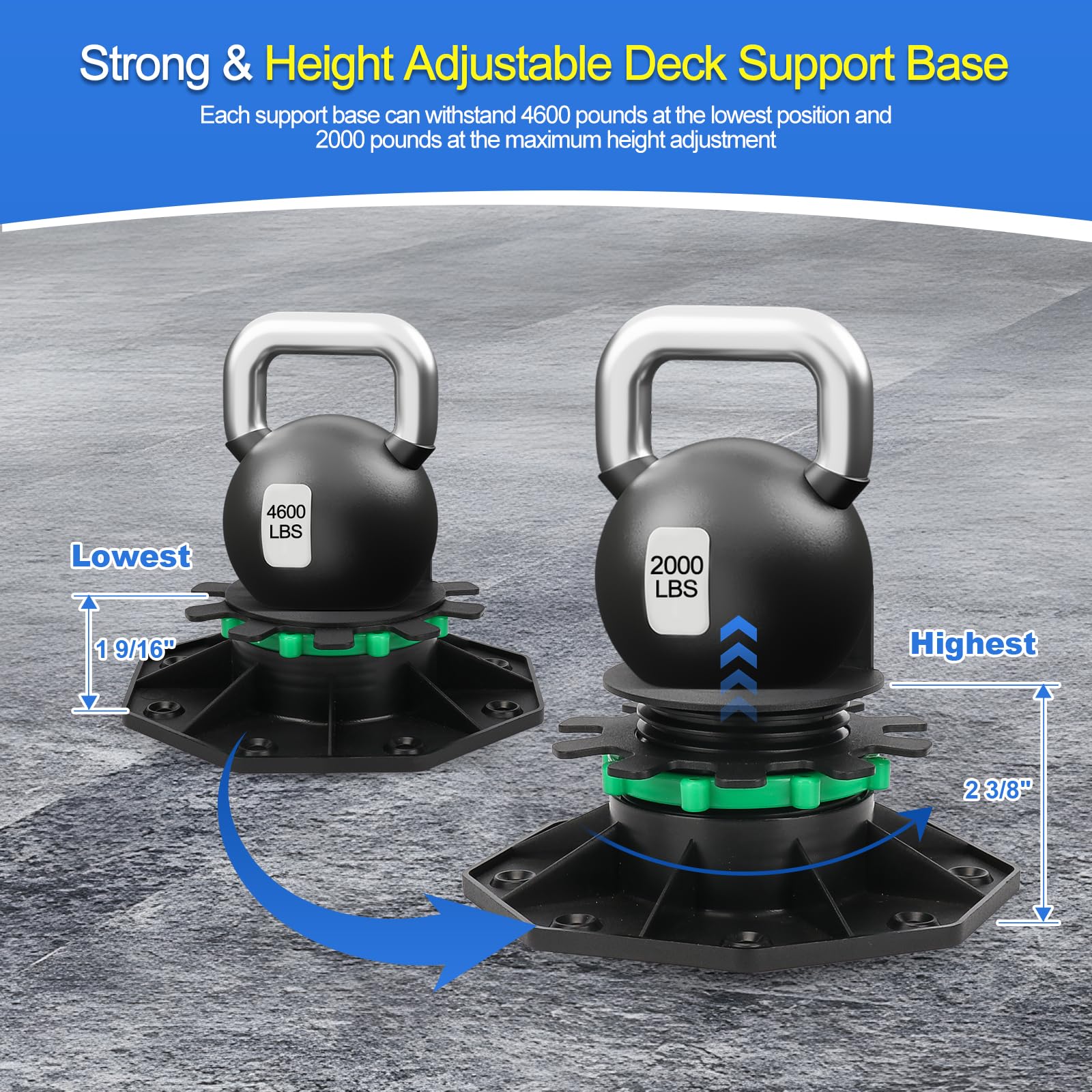 Up Adjustable Deck Joist Adjustable Deck Support Base For Flooring 24 ...