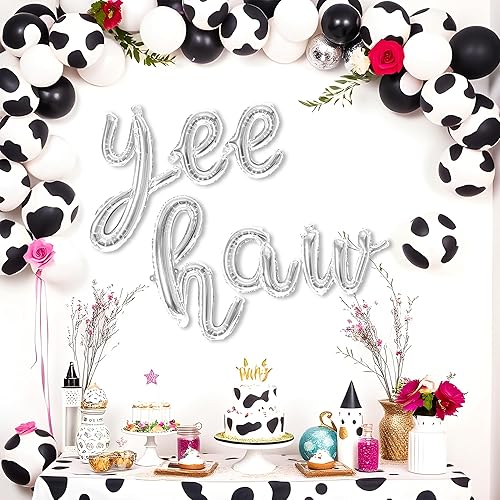 Miniatura 11 de Globos de fiesta de cumpleaños, globos de Yee Haw, oro rosa, pancarta de Yee Haw para decoraciones de cumpleaños de vaquera occidental Oro