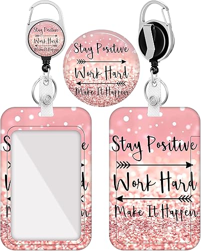 Plifal Soporte para insignia con carrete retráctil cita inspiradora etiqueta de identificación para nombre clip de insignia de trabajo resistente