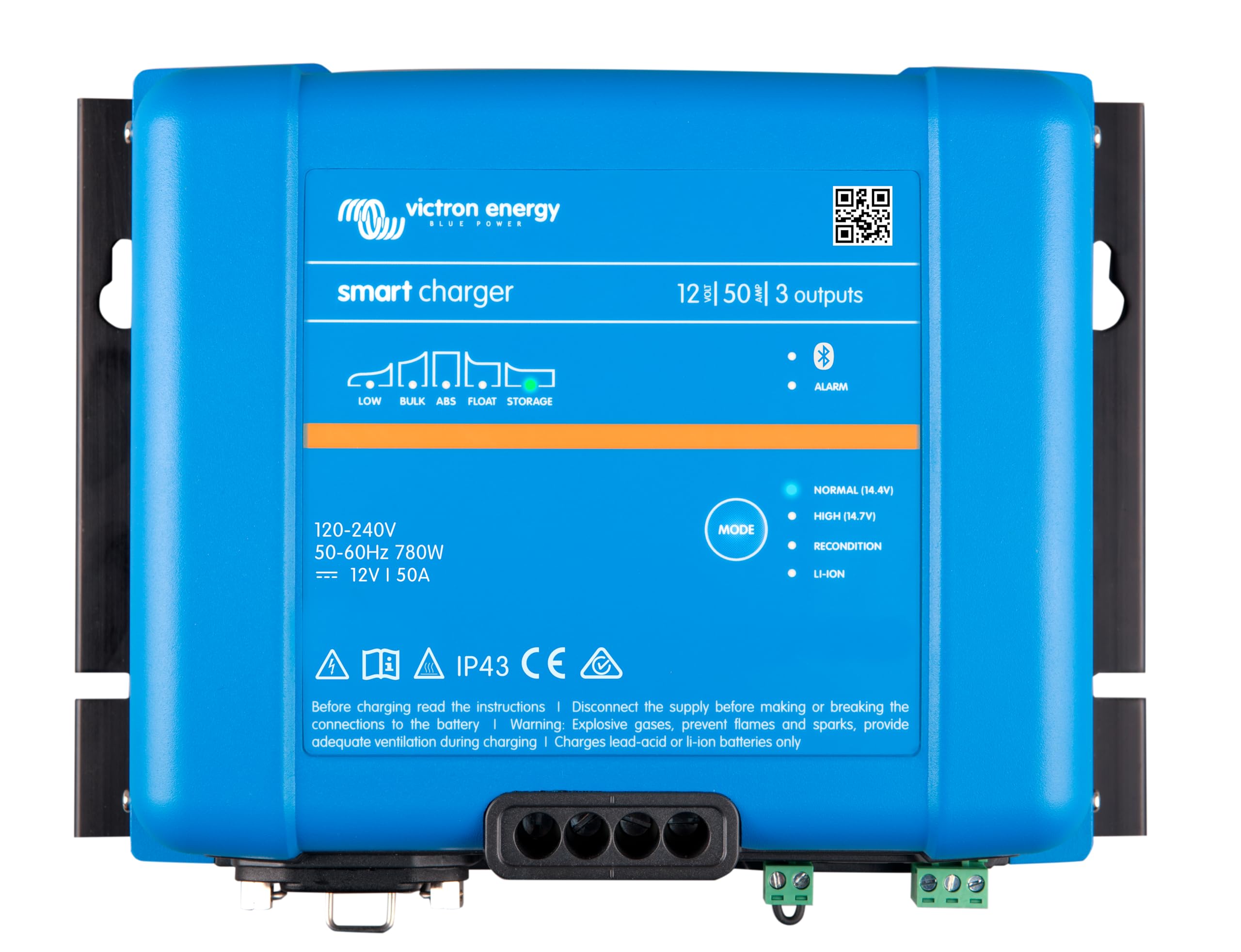 Victron Energy Smart IP43 12-Volt 50 Amp 230V, 3 Output Batterie Ladegerät, Bluetooth