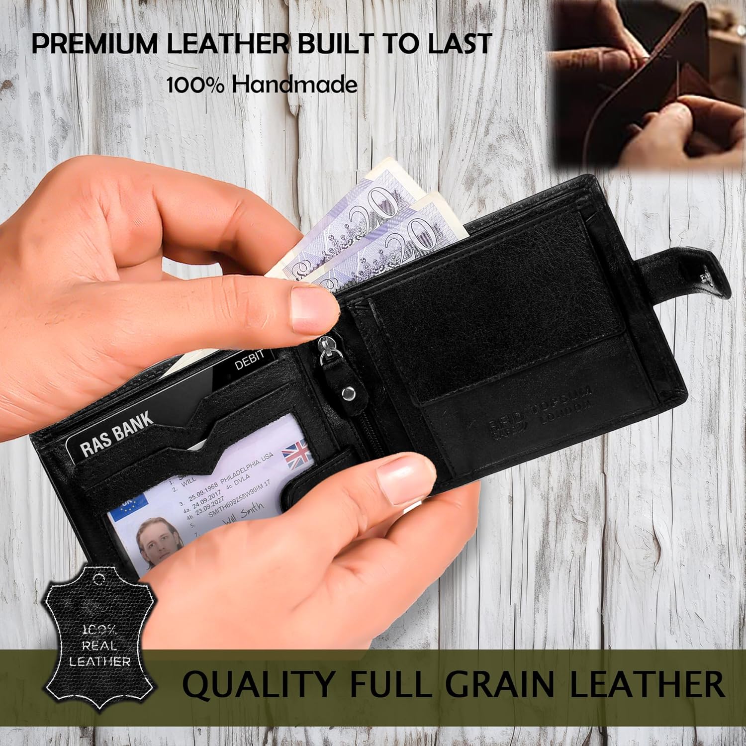 Men's Leather Wallet With Multi Credit Card, Id & Coin Pocket