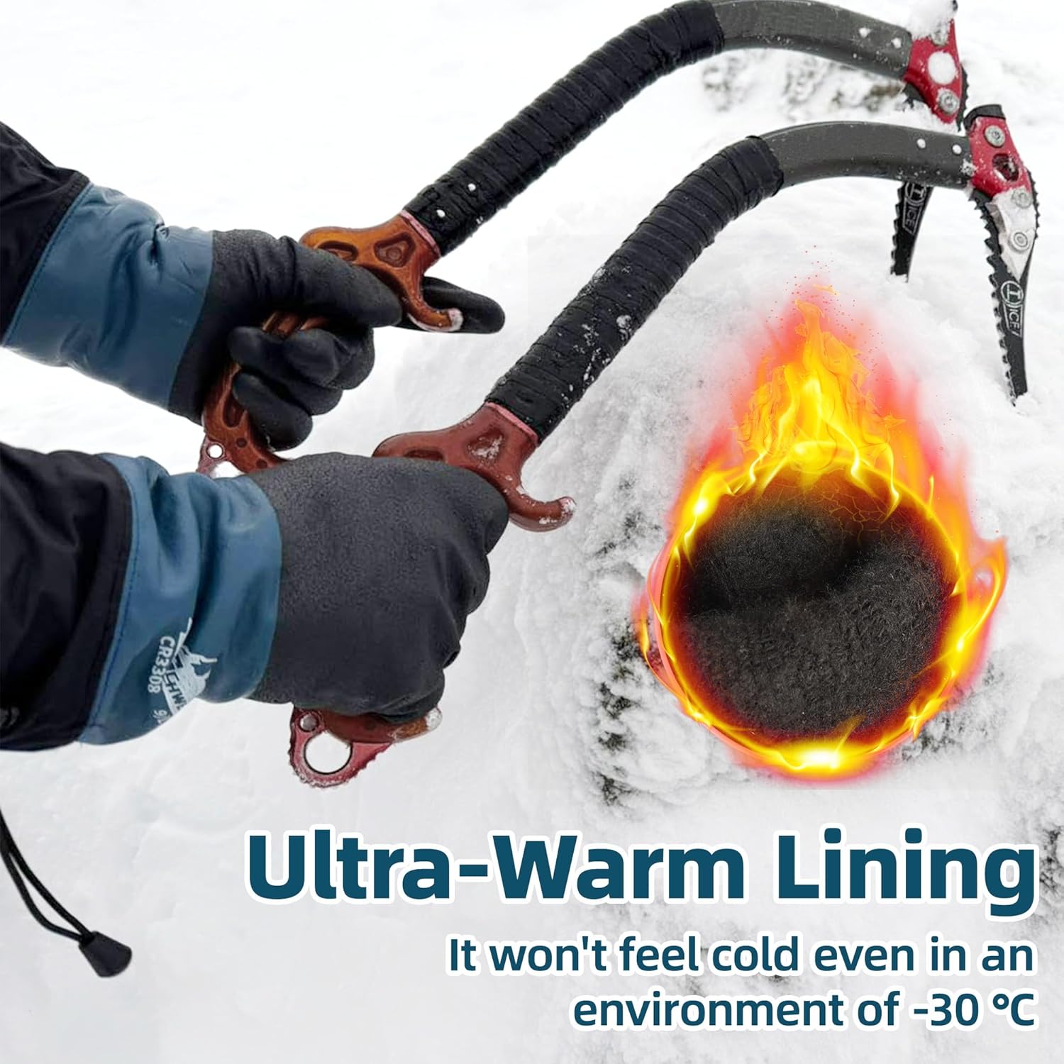 Schwer 100% Waterproof Winter Work Gloves, Long Freezer Glove with Water-based PU Coating, Ultimate Warmth, Non-Slip, Thermal Glove for Outdoor Activities & Daily Work, Hiking, Camping, Washing, L
