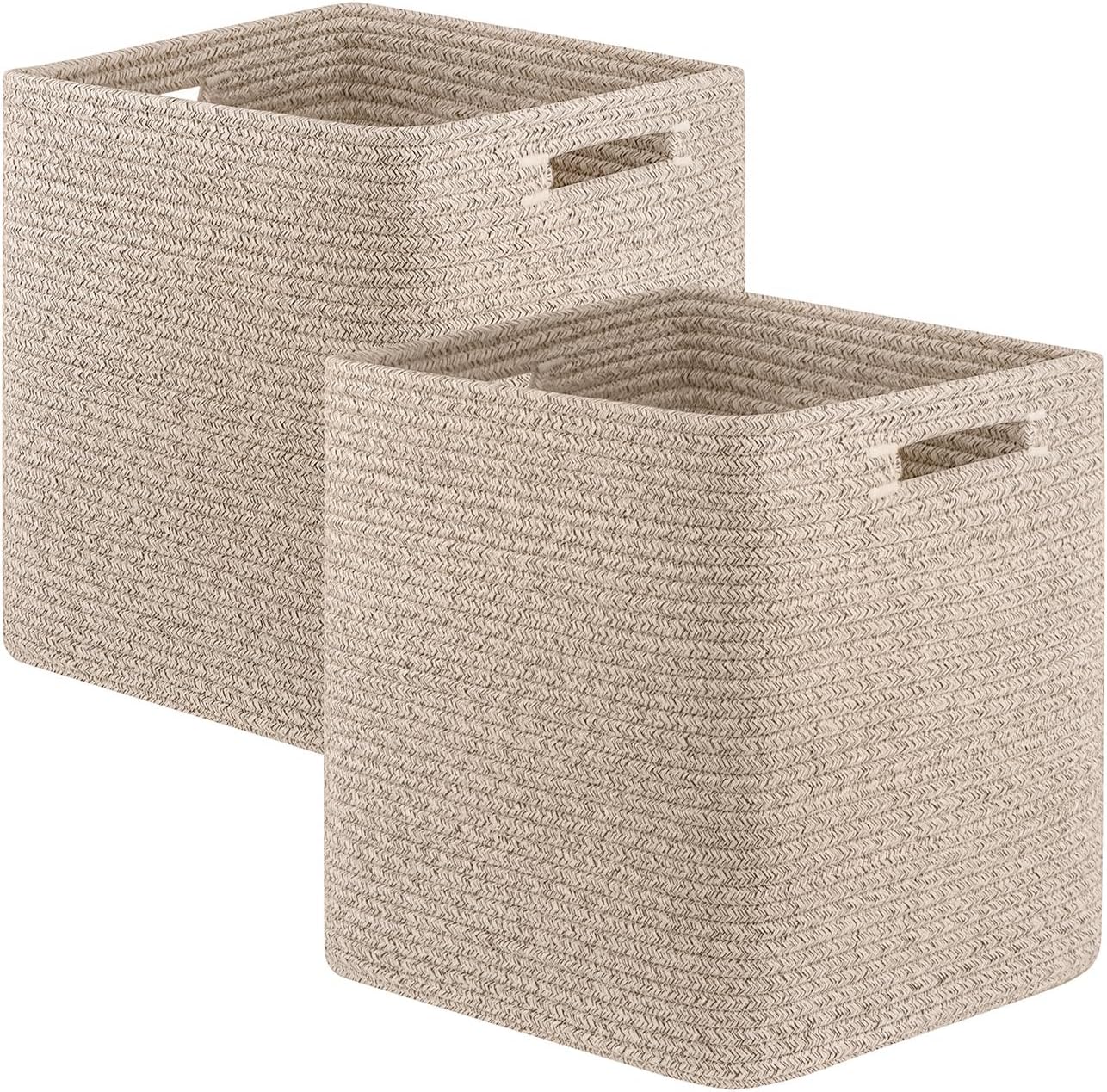 OIAHOMY Storage Cubes, 13 Inch Cube Storage Organizer, Collapsible Storage Bins, Baskets for Organizing, Storage Bins for Shelves-Brown, 2-PACK Brown 2Pcs-13*13*13inch