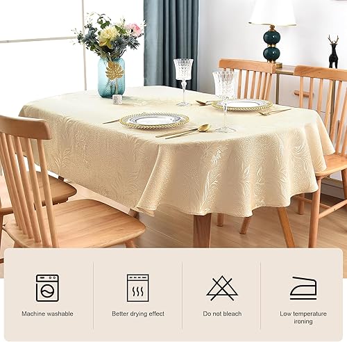 Miniatura 4 de Mantel cuadrado pequeño de jacquard de 36 x 36 pulgadas, color amarillo claro brillante con hojas de campo, patrón de damasco, cubierta brillante