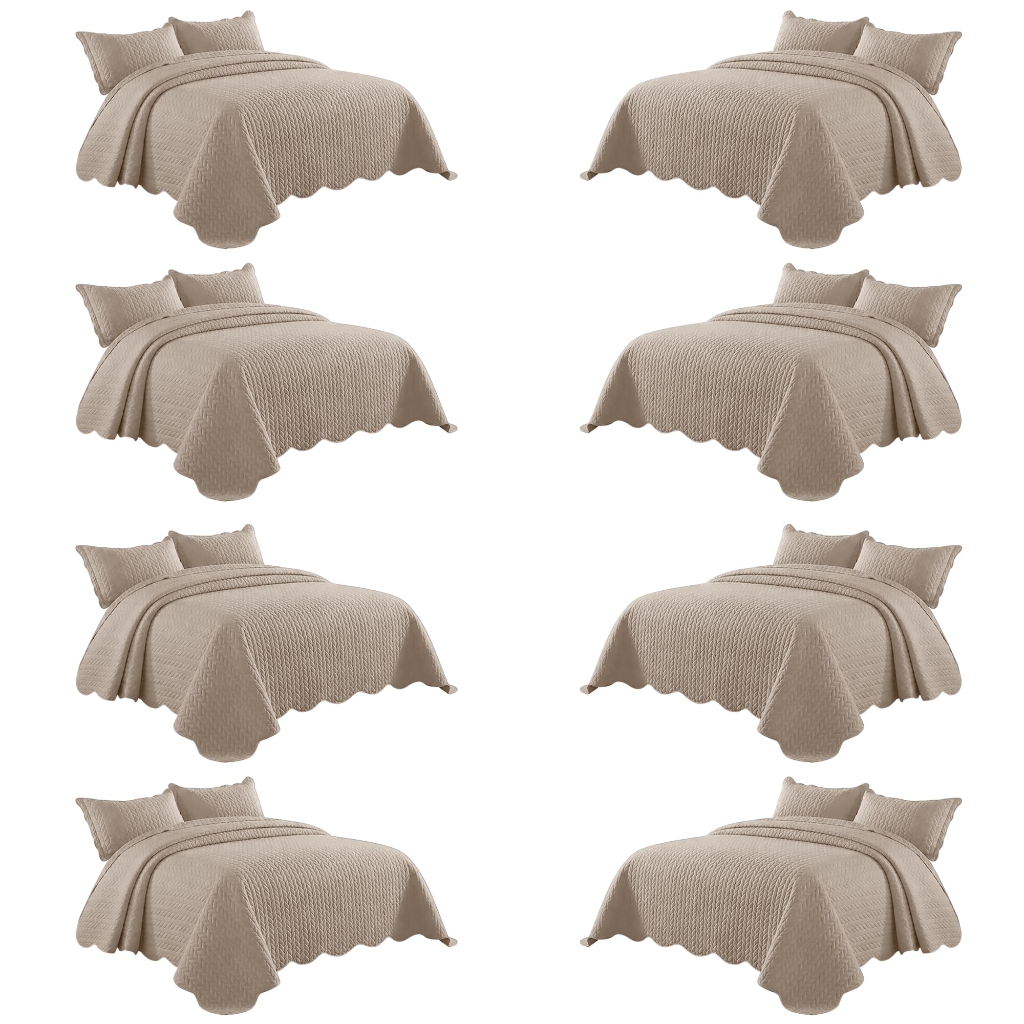 IR Imperial Rooms King Quilt Beige Leaf 8 Pack for Hotel Guest Bedroom