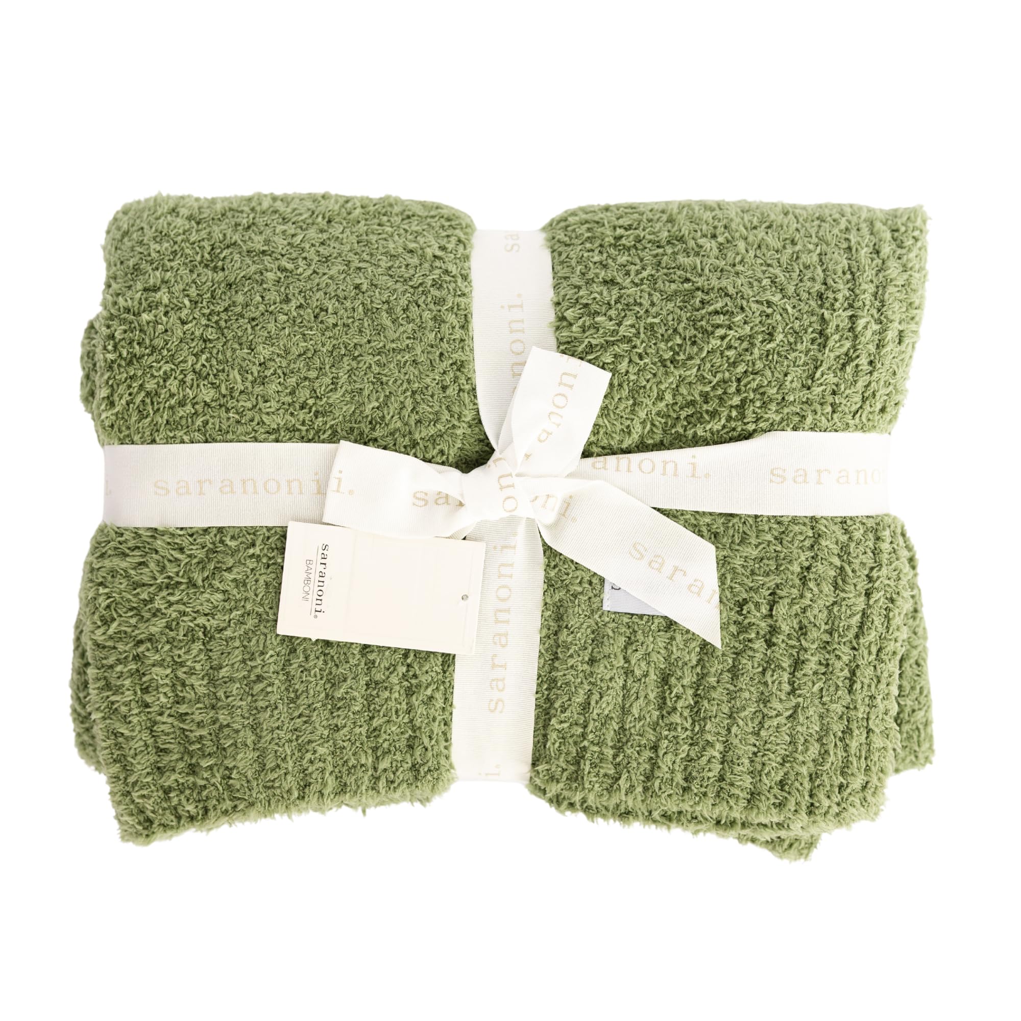 Saranoni Bamboni Baby Blanket | Luxury Plush Super Soft Blanket | Breathable Comfy Blankets for Kids and Teens | Olive - 40" x 60"