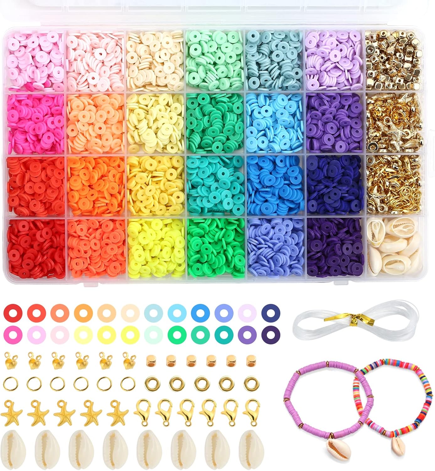 GWHOLE 24 Color 4300PCS Clay Beads Set for Jewellery Making Flat Clay