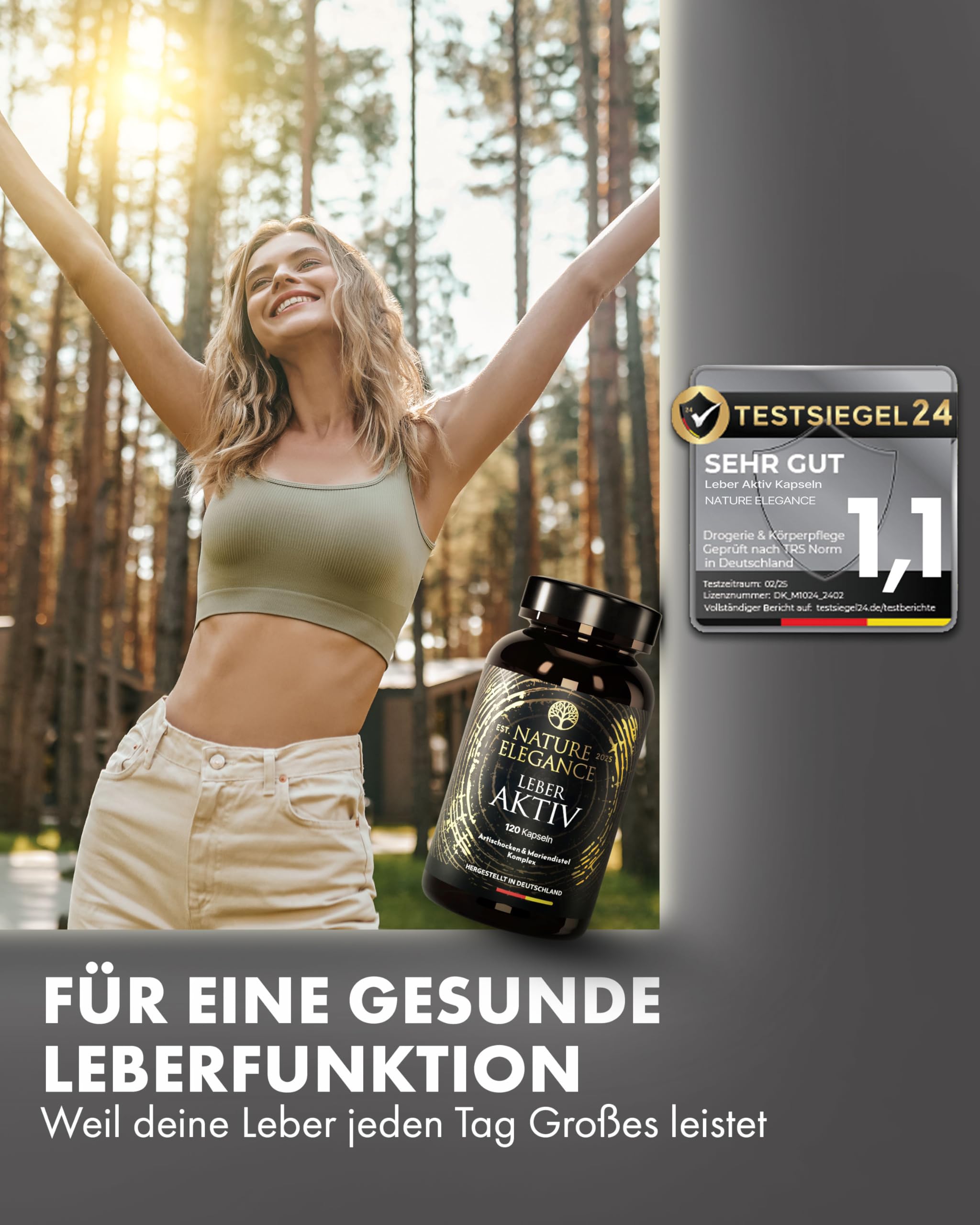 NATURE ELEGANCE Leber Komplex – Hochdosierte Mariendistel Kapseln mit Artischocke, Löwenzahn, Curcuma, Desmodium & Cholin – Vegan & laborgeprüft - produziert in Deutschland
