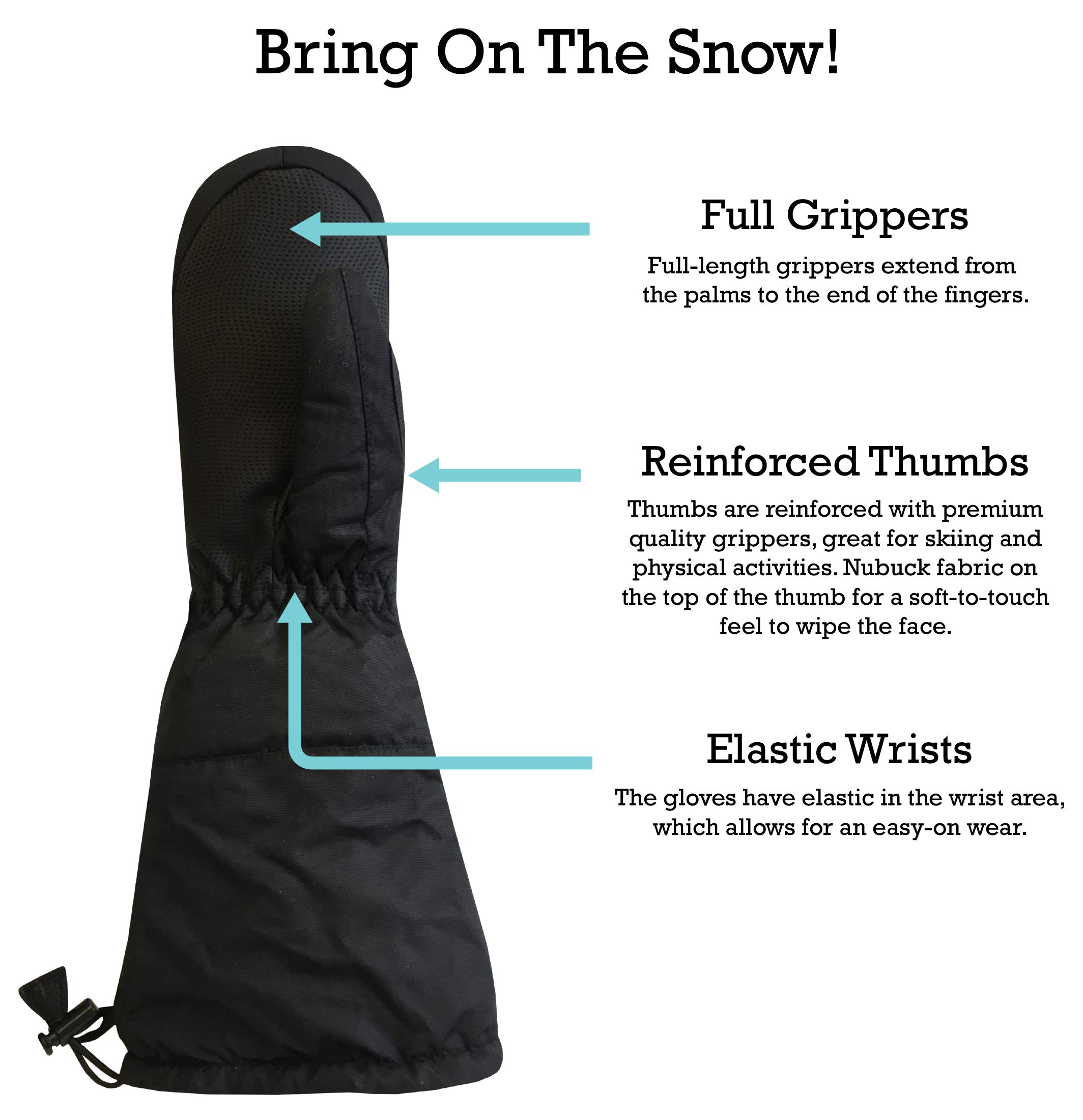N'Ice Caps - Manoplas de nieve impermeables para niños - negro - 4-5 años