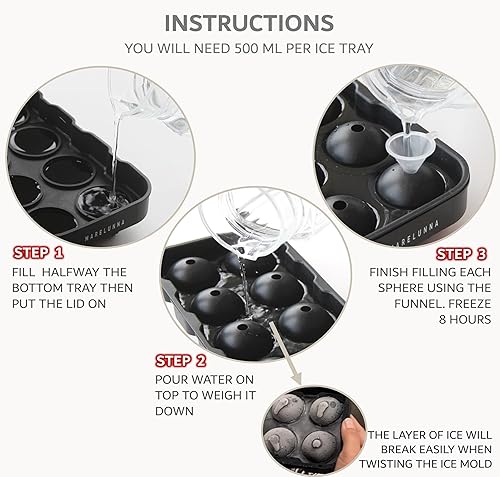 Miniatura 6 de Paquete de 2 máquinas de hielo para whisky, bandeja redonda de cubitos de hielo de 8 cavidades, molde de hielo de esfera de fusión lenta de 1.8