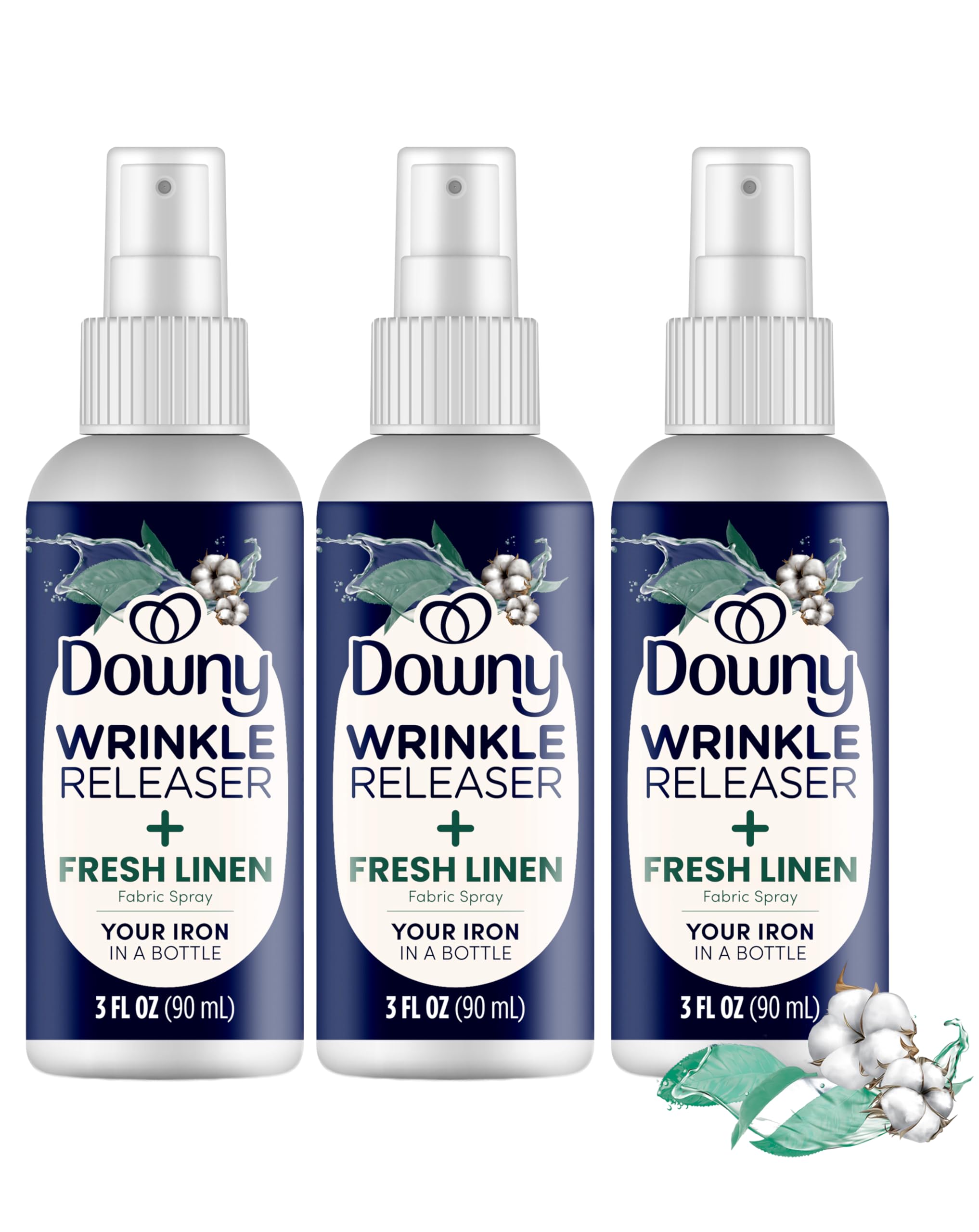 Wrinkle Release Spray, Travel Size Spray, All In One Formula, Removes Wrinkles, Static and Odor Eliminator, Crisp Linen Scent, 3 Fl Oz, Pack of 3