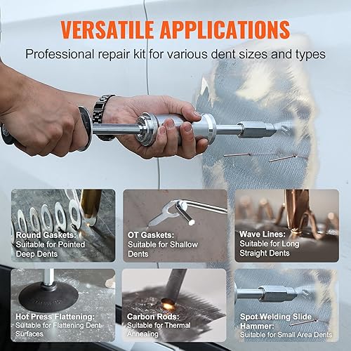 Miniatura 4 de VEVOR Kit de reparación de abolladuras de soldador de pernos, extractor de abolladuras de soldador por puntos de 3KW con 6 modos de soldadura,