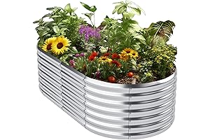 Oval Metal Garden Bed Planter Box - Outdoor Galvanized Raised Garden Beds for Gardening (6x3x1.5ft)