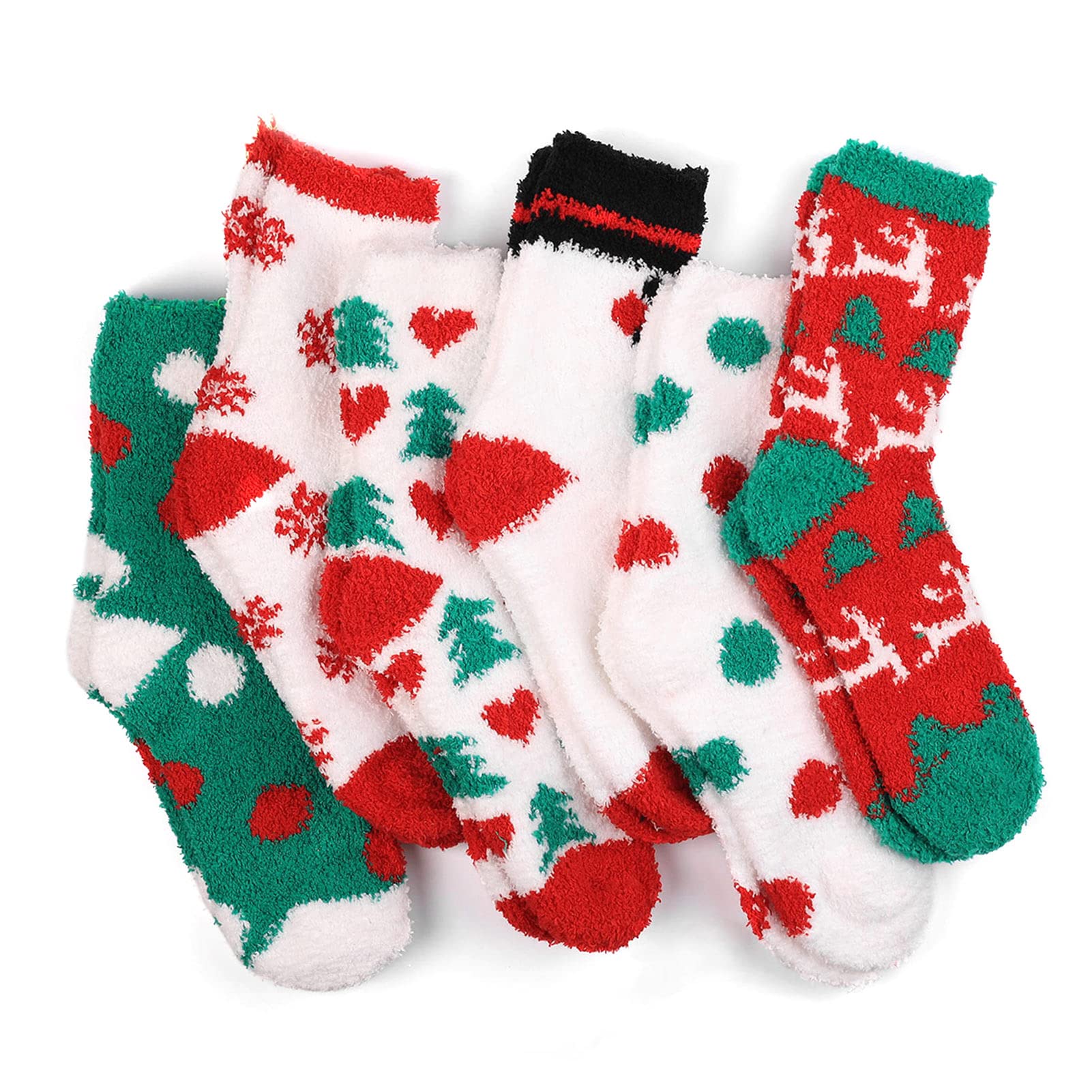 JaosWish Fuzzy Socks for Women，Cozy Fluffy Warm Soft Winter Sleeping Plush Sock Bulk for Christmas Gifts