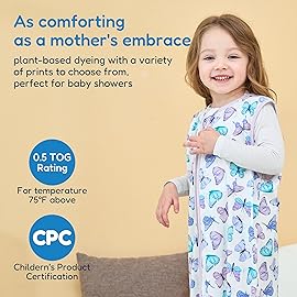 TotAha Toddler Sleep Sack 2T-3T-4T for Girl, 0.5 TOG Summer Light Sleeping Sacks, Soft Wearable Blanket Baby Sleep Bag with 2-way Zipper,Butterfly