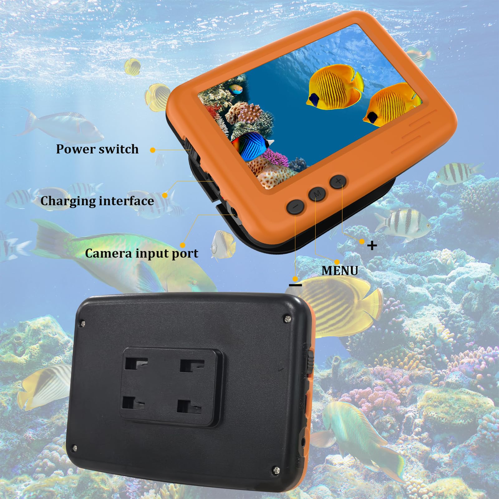 Unterwasser-Angelkamera, 4,3 Zoll LCD, Infrarot-Nachtsicht, Weitwinkel IP68 wasserdichte tragbare Fischkamera für Eis-, See-, Boots- und Kajakangeln
